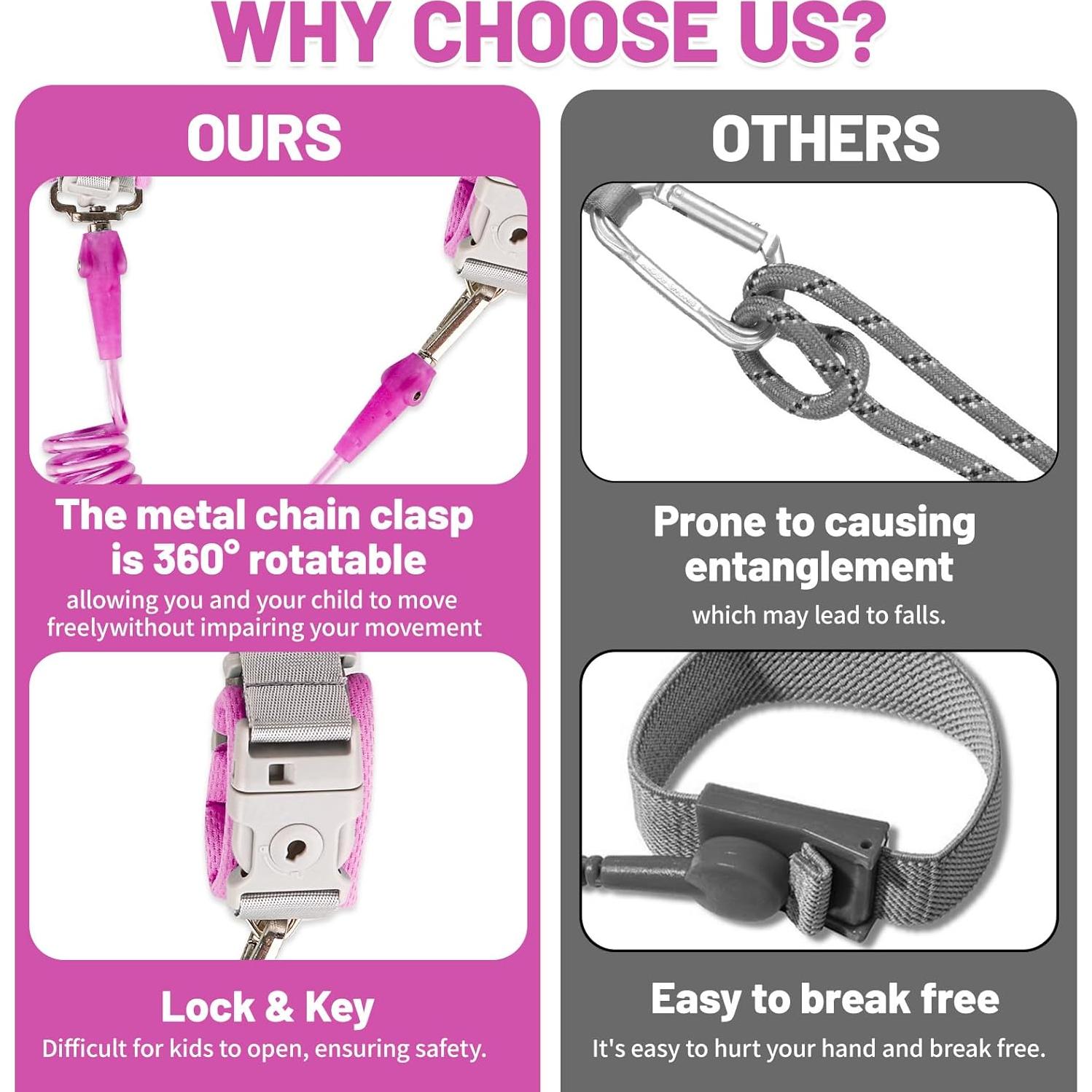 Arnés Antipérdida para Niños MTOMUYA Rosa Ajustable 1-5 Años