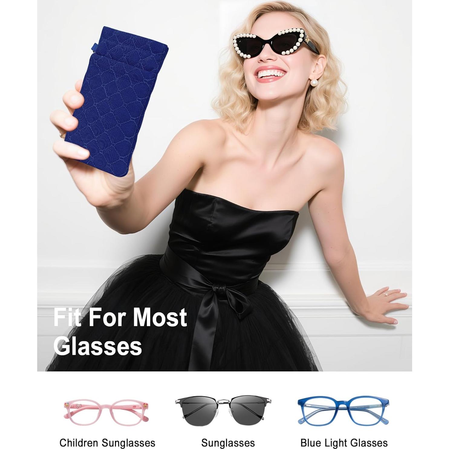 Estuche Doble para Gafas WAWOHERRNS Azul - Viaje Suave 2 Pares