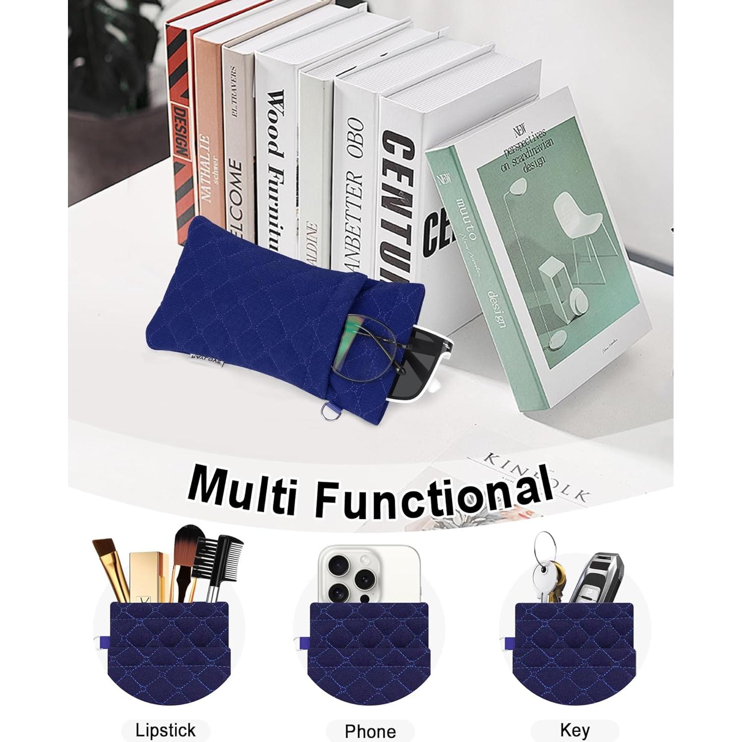 Estuche Doble para Gafas WAWOHERRNS Azul - Viaje Suave 2 Pares