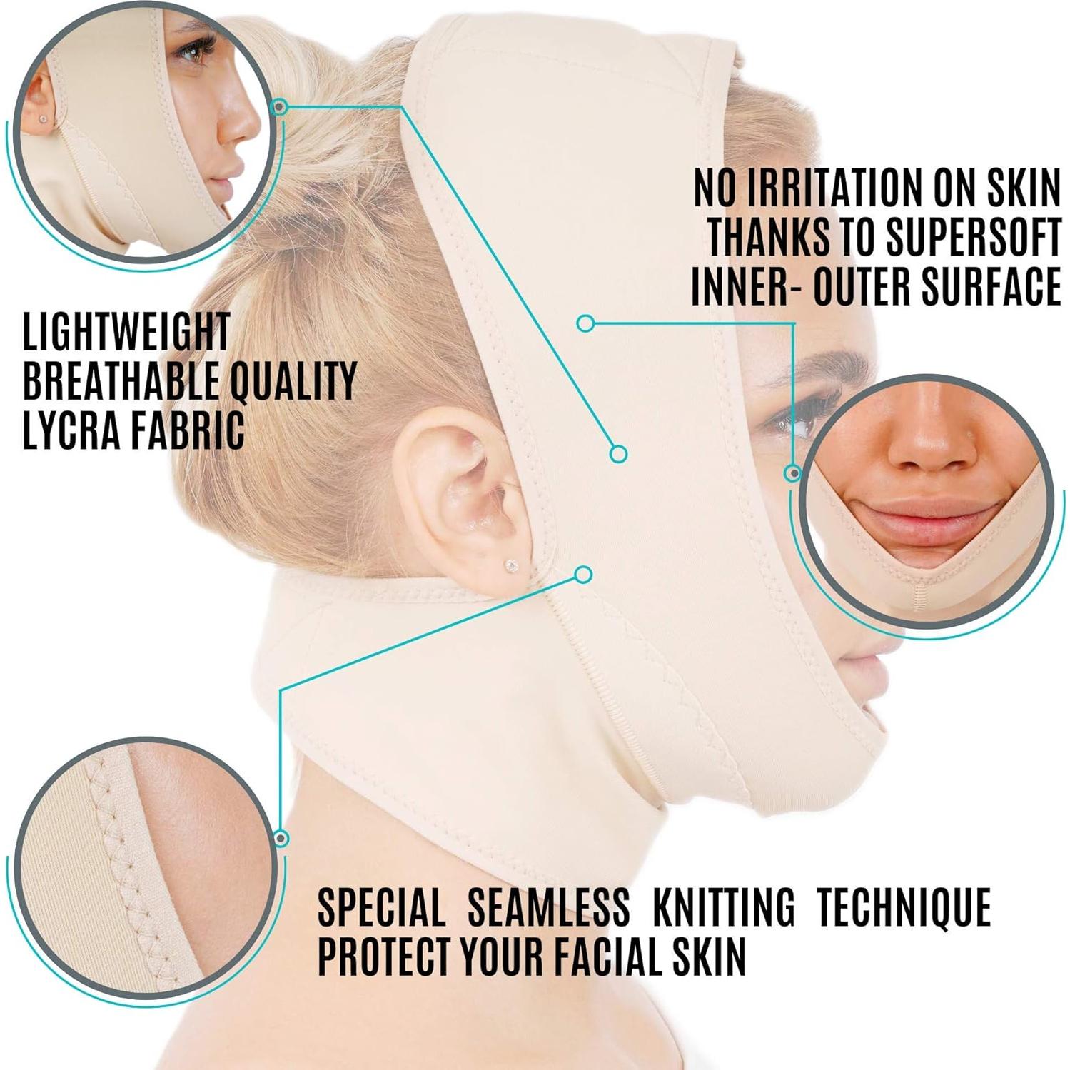 Prenda de Compresión Facial INVERA para Recuperación Postquirúrgica