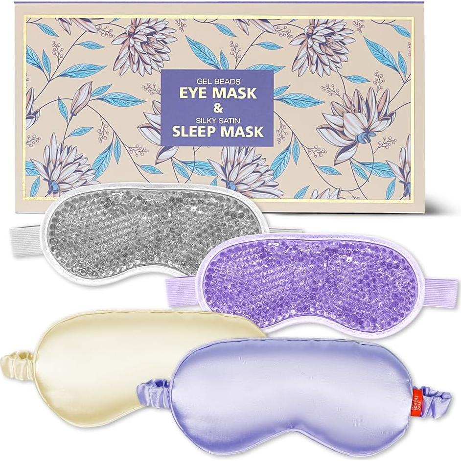 Máscaras de Ojos Refrigerantes y de Sueño Seda 4 Piezas