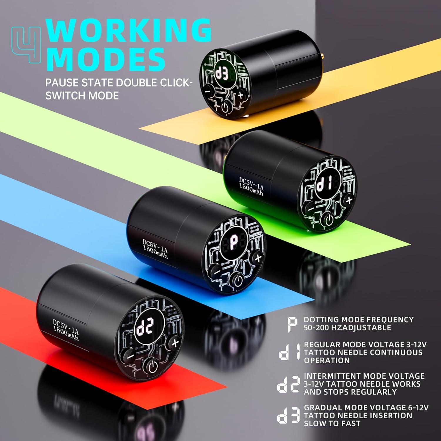 Kit de Tatuaje Completo MIHERT Inalámbrico 1500mAh 20 Agujas