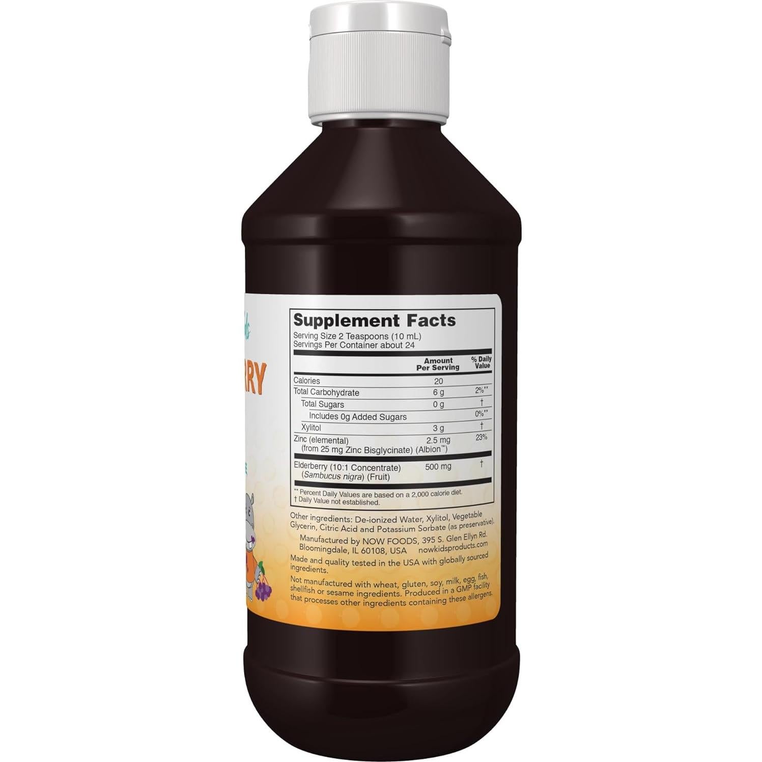 NOW Suplemento Líquido de Saúco para Niños con Zinc 236.6 mL