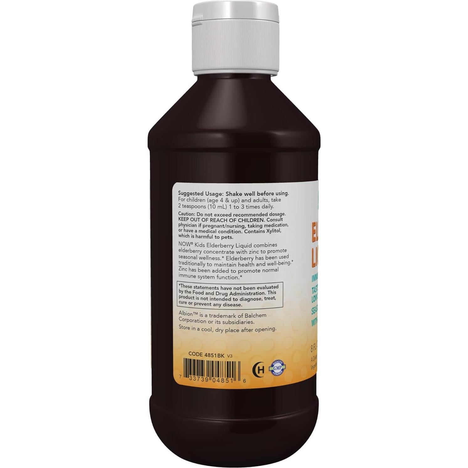 NOW Suplemento Líquido de Saúco para Niños con Zinc 236.6 mL