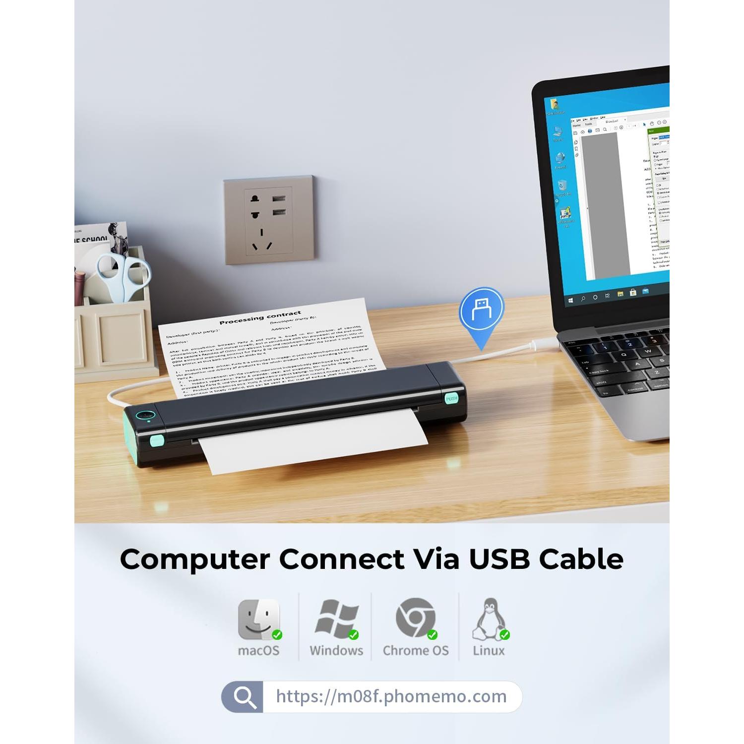 Impresora Portátil Phomemo M08F Bluetooth Sin Tinta 21.6x27.9cm