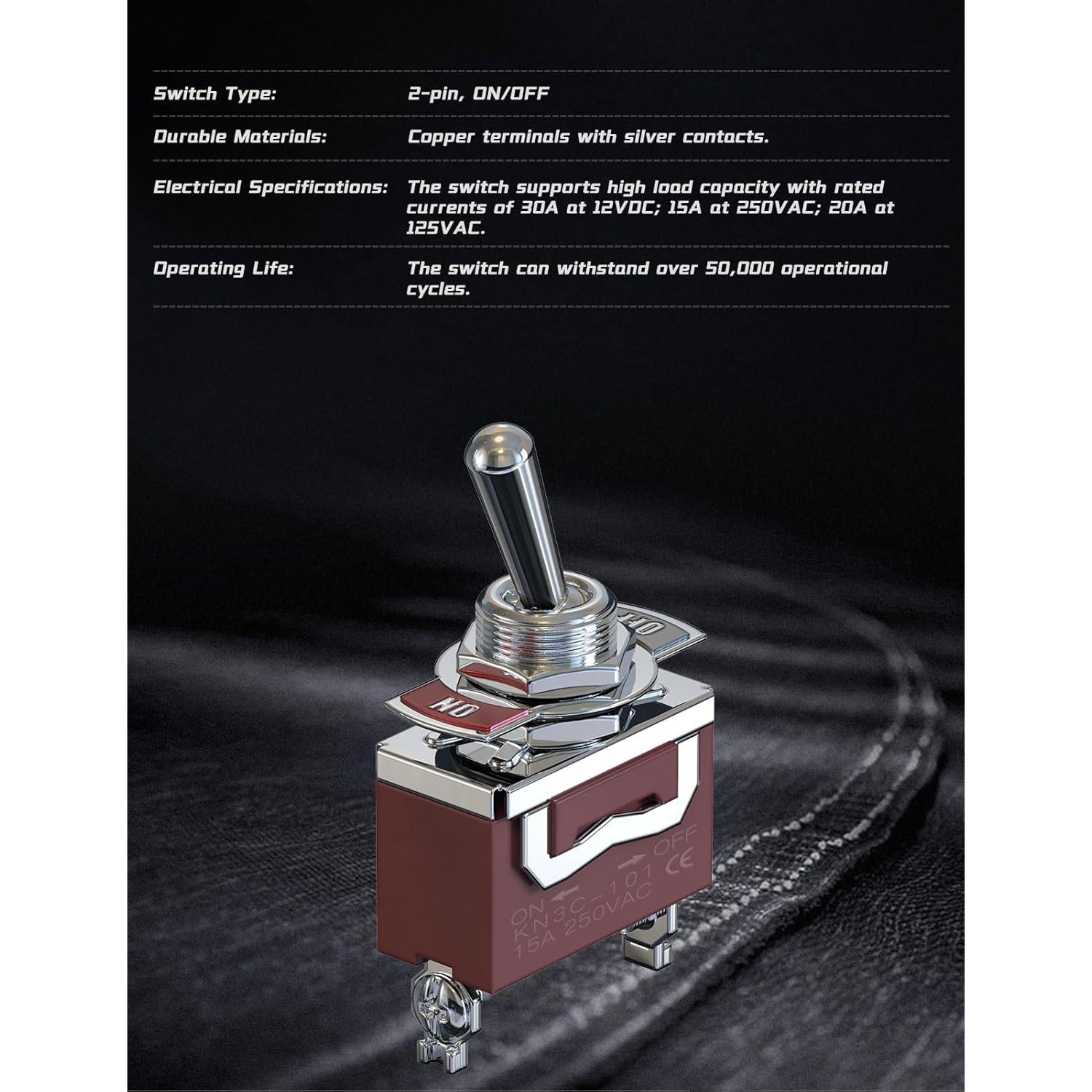 Interruptor de Palanca Marino 12V Mellbree 6Pcs 30A SPST