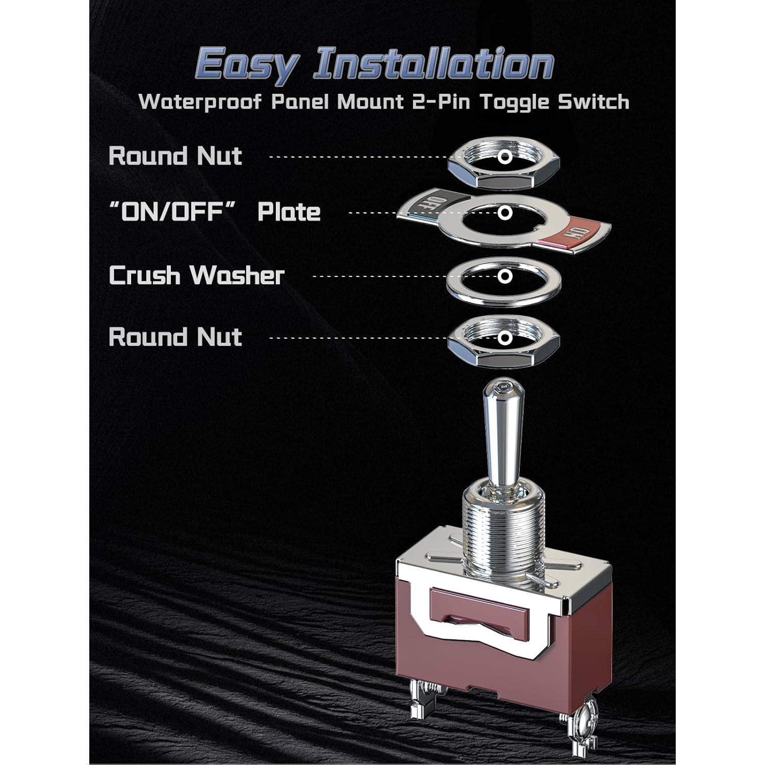 Interruptor de Palanca Marino 12V Mellbree 6Pcs 30A SPST