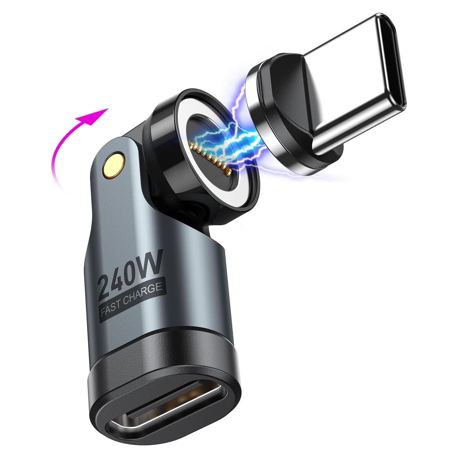 Adaptador Magnético USB C 240W VAFOTON 90 Grados