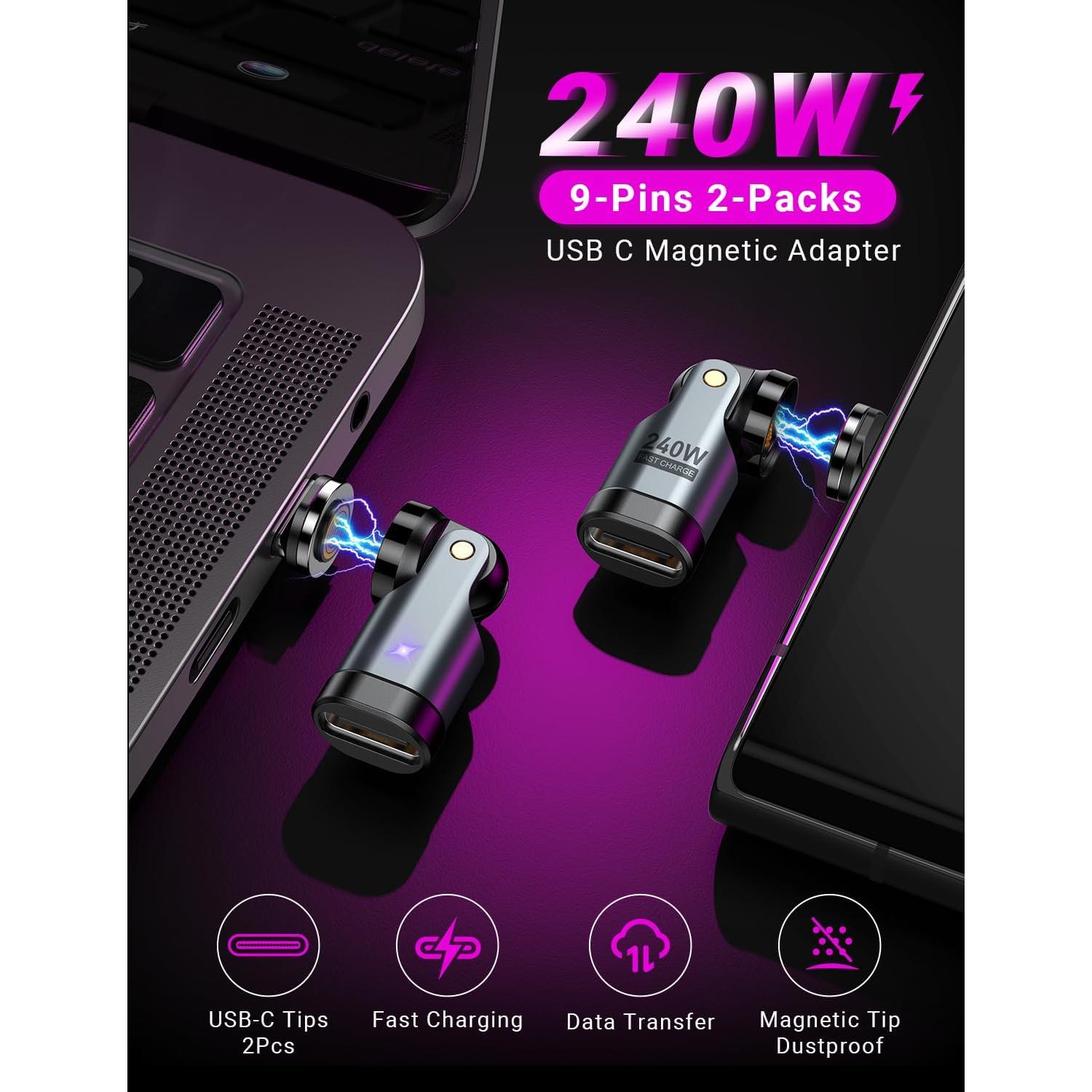 Adaptador Magnético USB C 240W VAFOTON 90 Grados