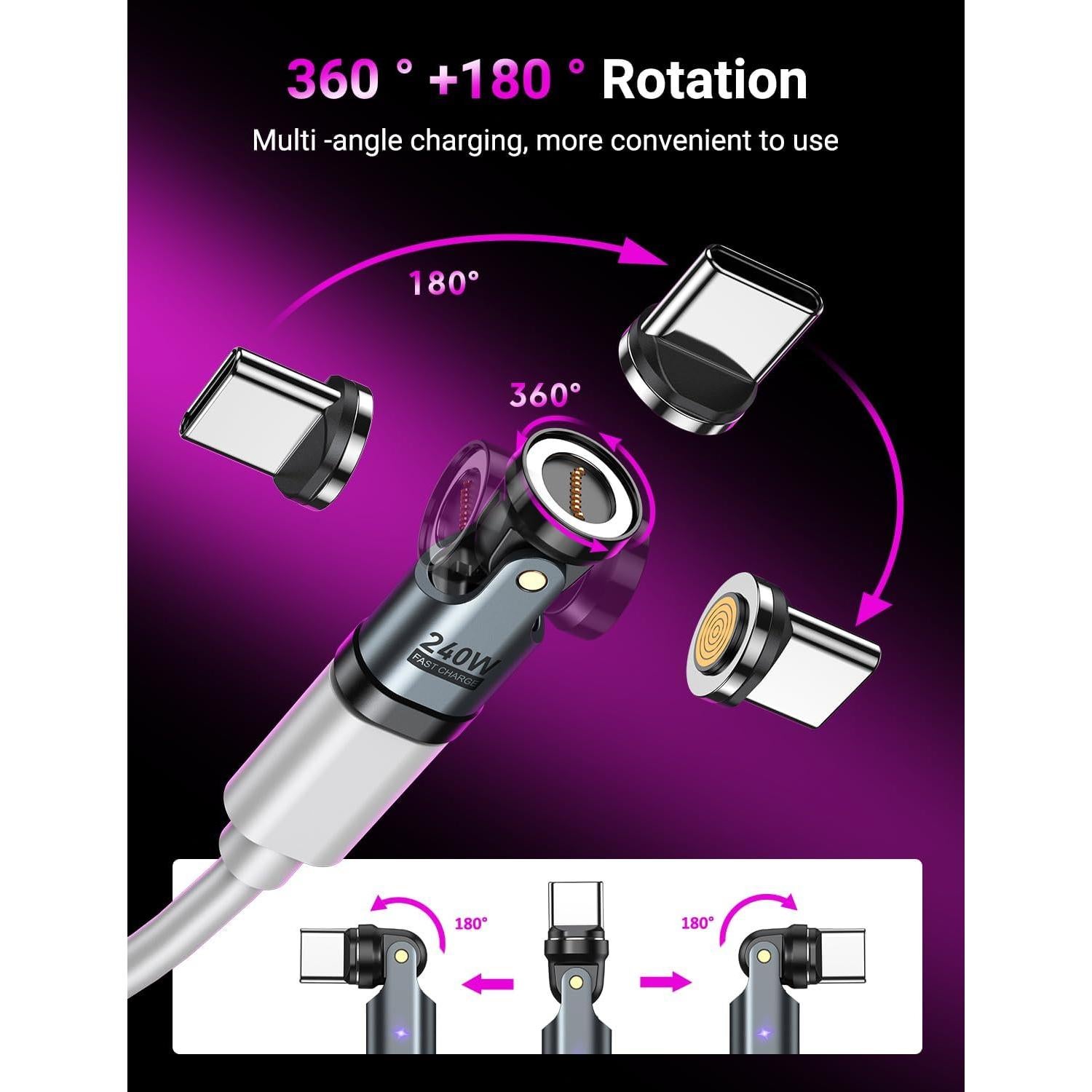 Adaptador Magnético USB C 240W VAFOTON 90 Grados