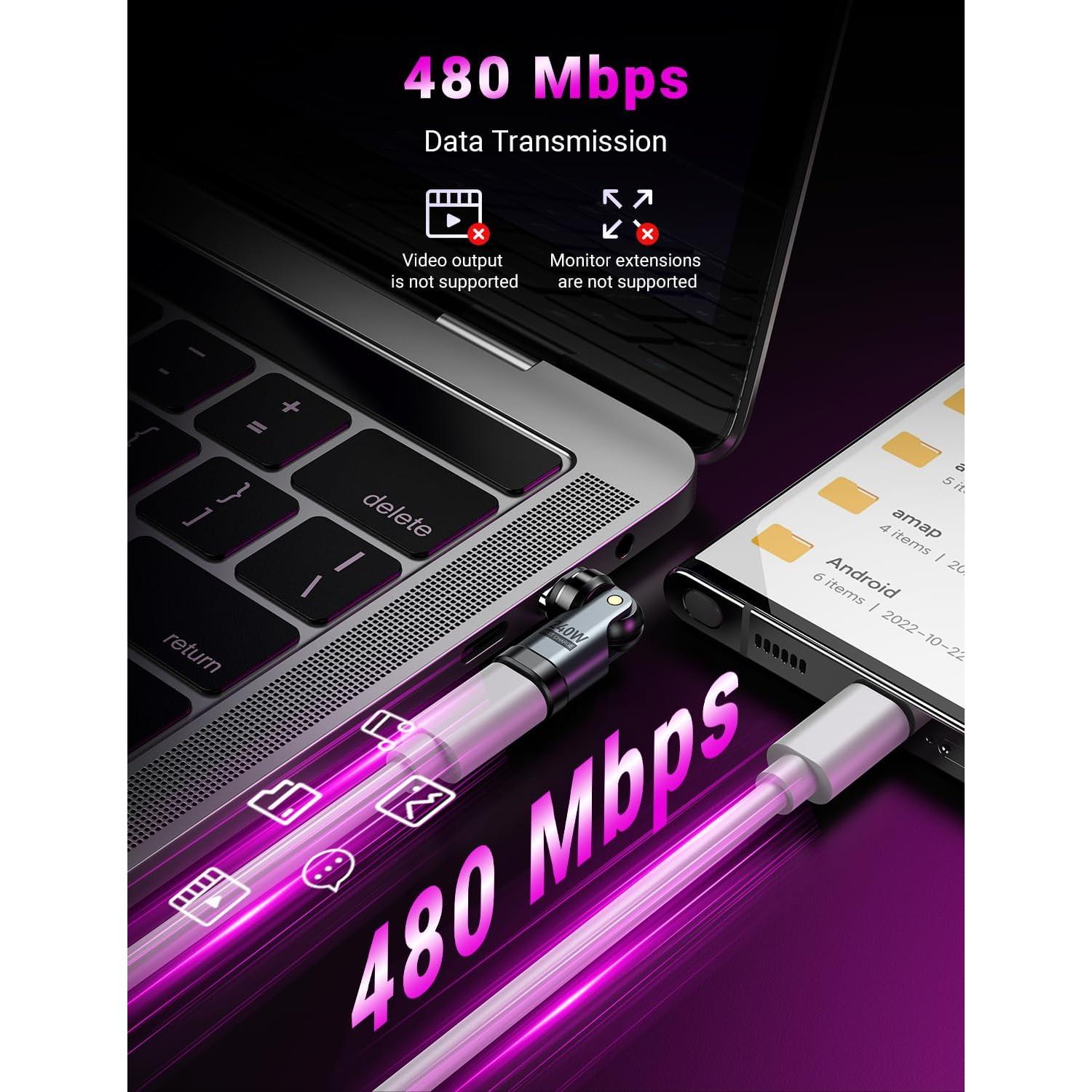 Adaptador Magnético USB C 240W VAFOTON 90 Grados