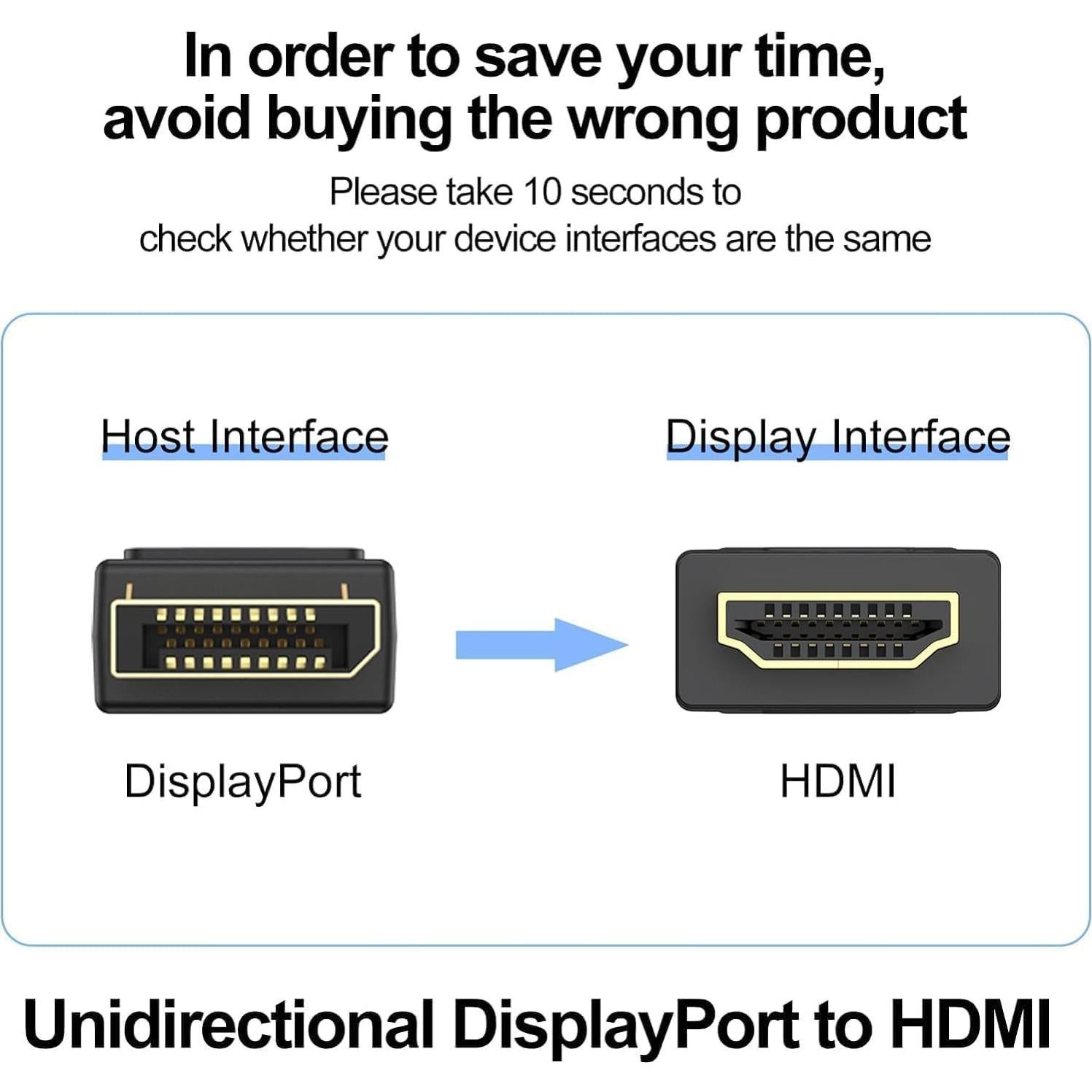 Adaptador DisplayPort a HDMI UVOOI 2-Pack 1080P Full HD