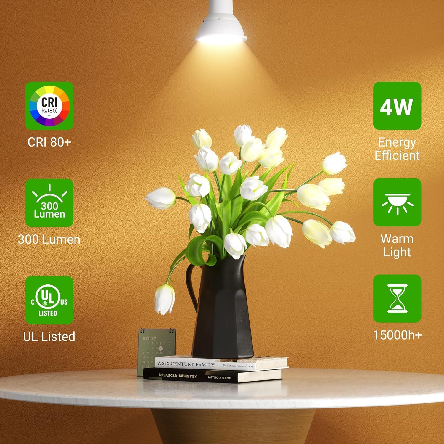 Bombillas LED GU10 TJOY 4W 300LM 2700K Blanco Cálido Paquete 6