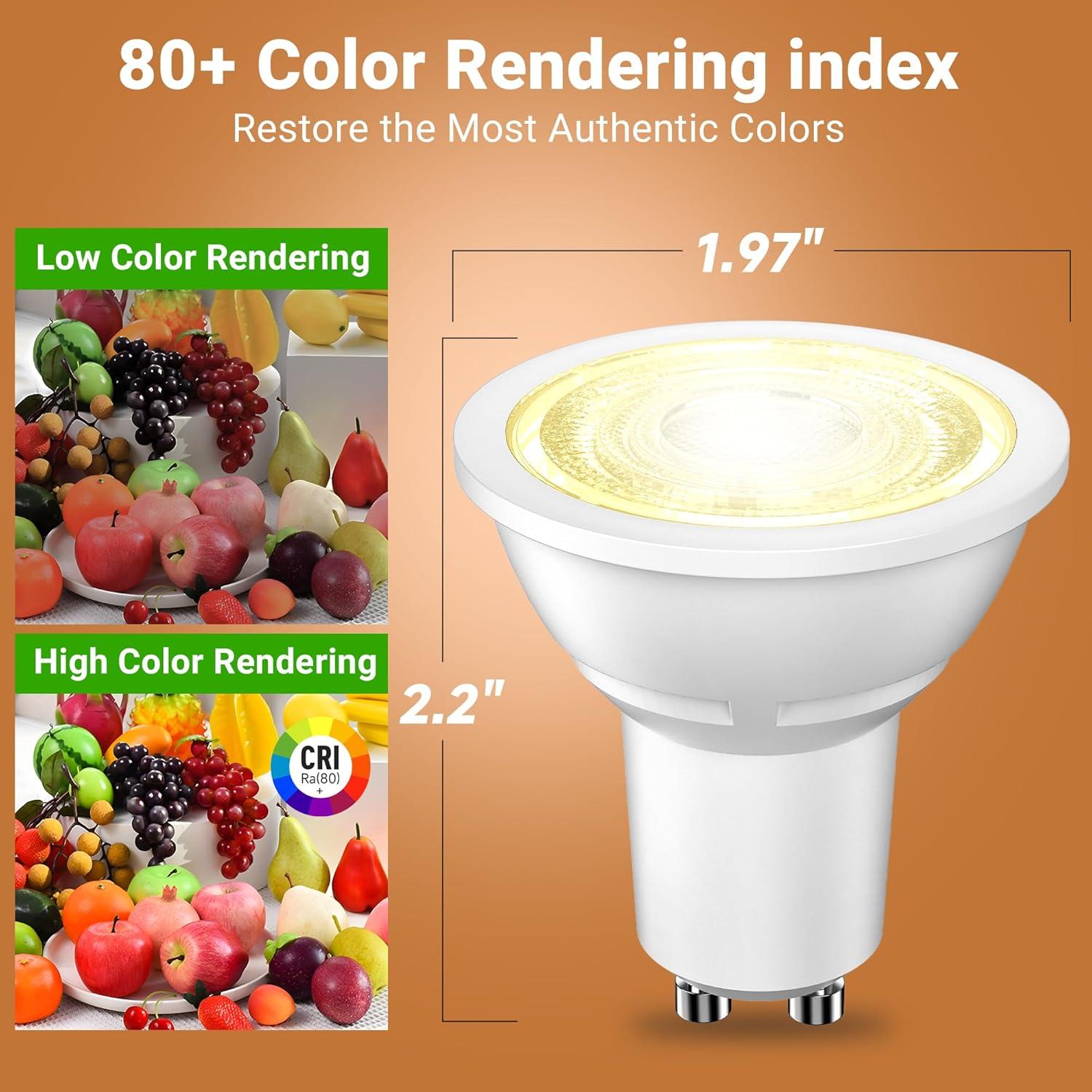 Bombillas LED GU10 TJOY 4W 300LM 2700K Blanco Cálido Paquete 6