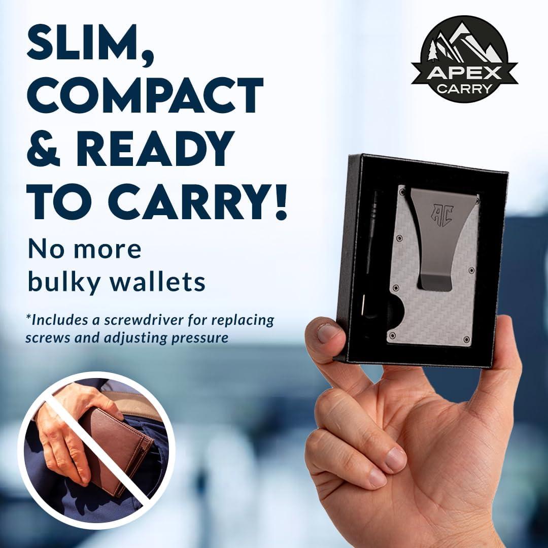 Billetera delgada APEX CARRY con bloqueo RFID y clip - Fibra de carbono