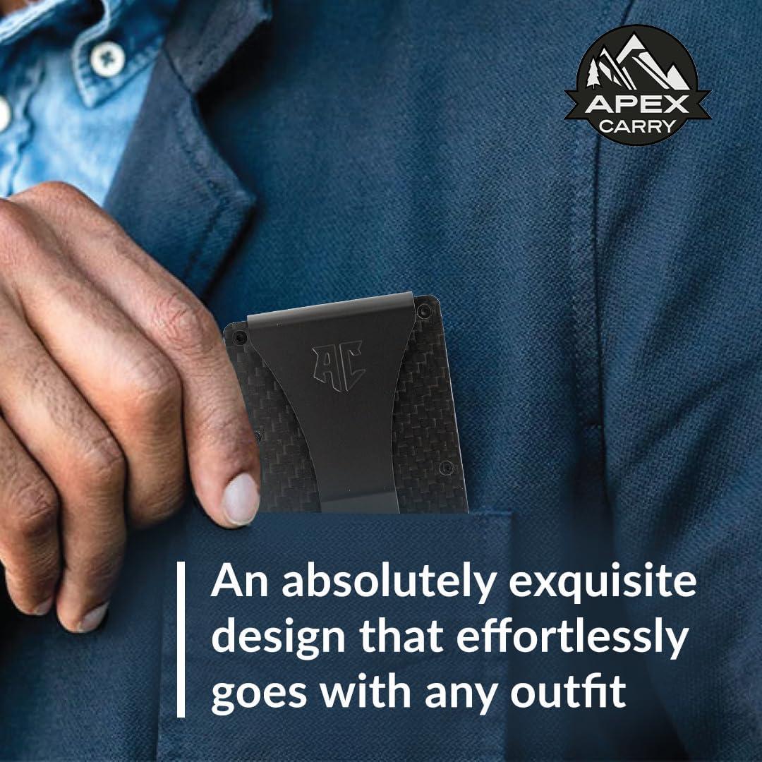Billetera delgada APEX CARRY con bloqueo RFID y clip - Fibra de carbono