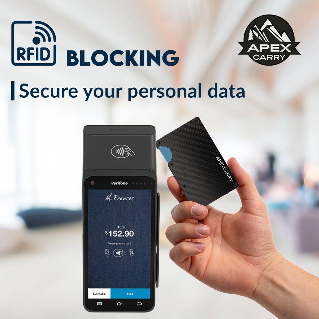 Billetera delgada APEX CARRY con bloqueo RFID y clip - Fibra de carbono