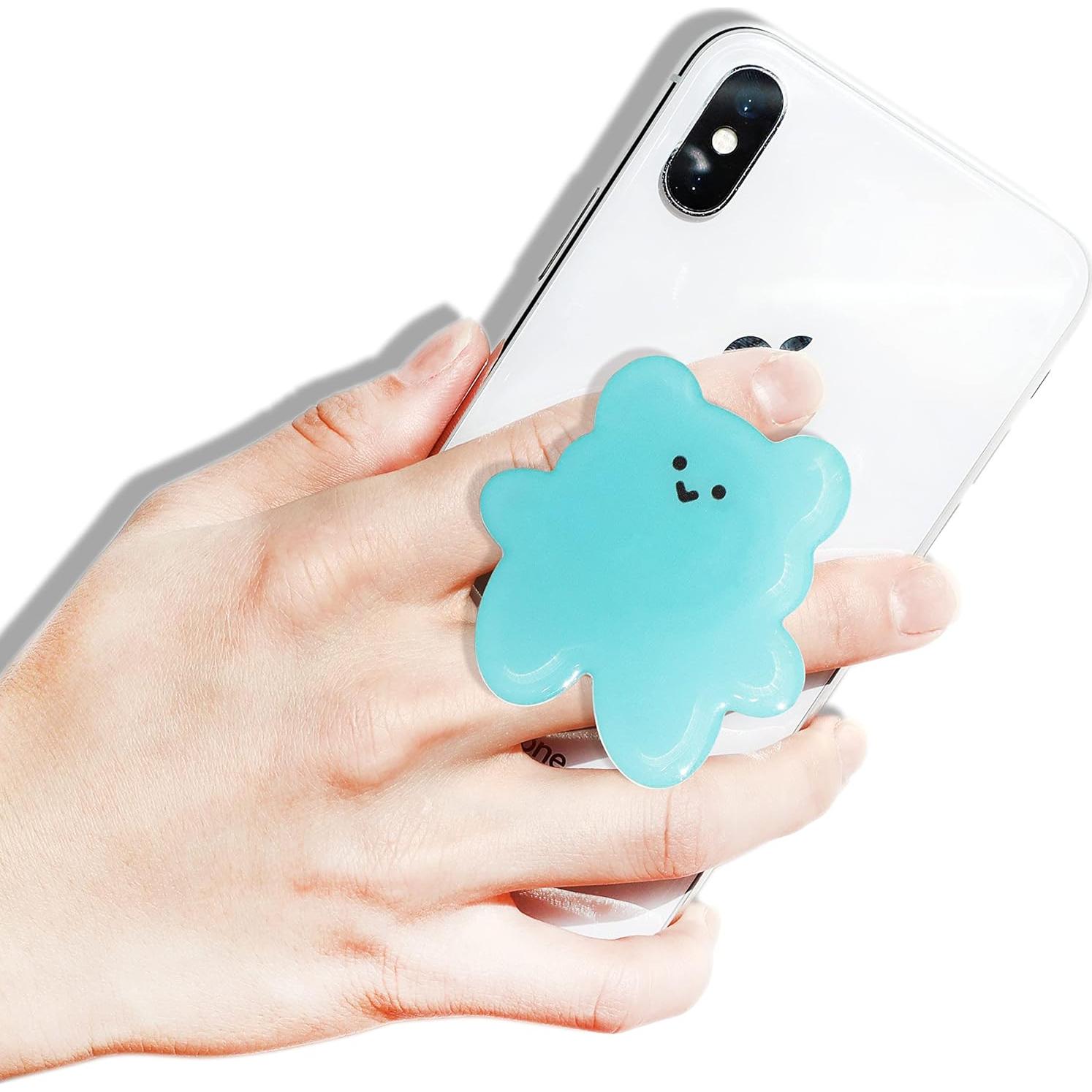 GRIPONG Cute 2D Gummy Bear Shape Expandable Collapsible Mobile Phone Grip Stand Holder for Smartphone Tablet Cell Phone Accessory (Blue)