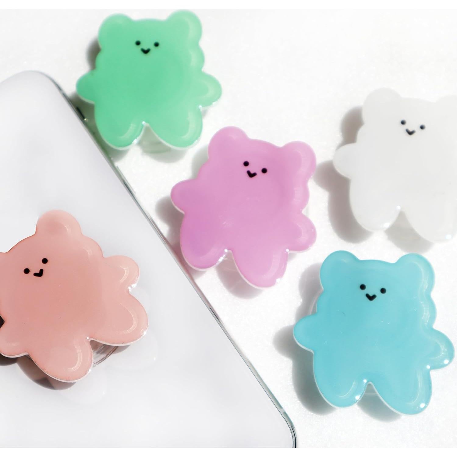 GRIPONG Cute 2D Gummy Bear Shape Expandable Collapsible Mobile Phone Grip Stand Holder for Smartphone Tablet Cell Phone Accessory (Blue)