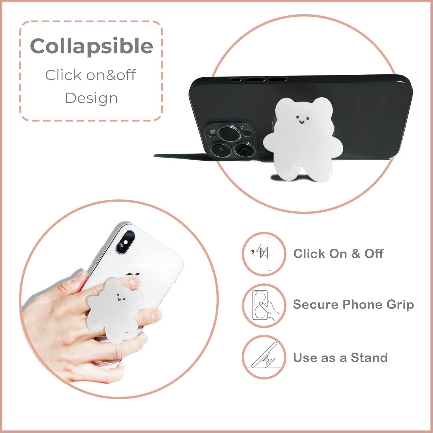 GRIPONG Cute 2D Gummy Bear Shape Expandable Collapsible Mobile Phone Grip Stand Holder for Smartphone Tablet Cell Phone Accessory (Blue)