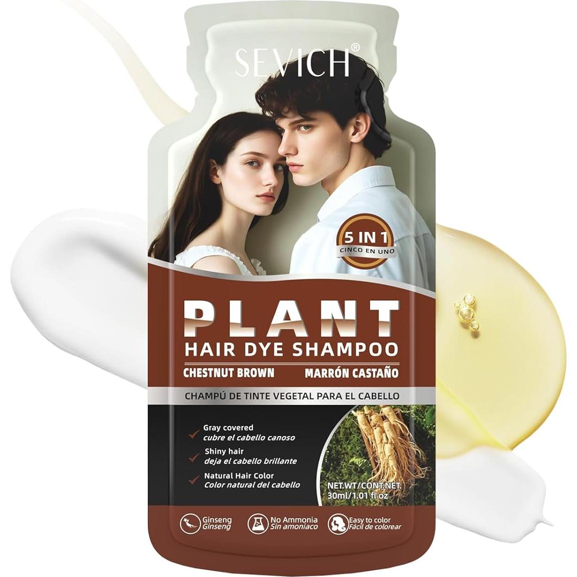 Champú para Teñir Cabello SEVICH 5 en 1 Ginseng Castaño 300ml