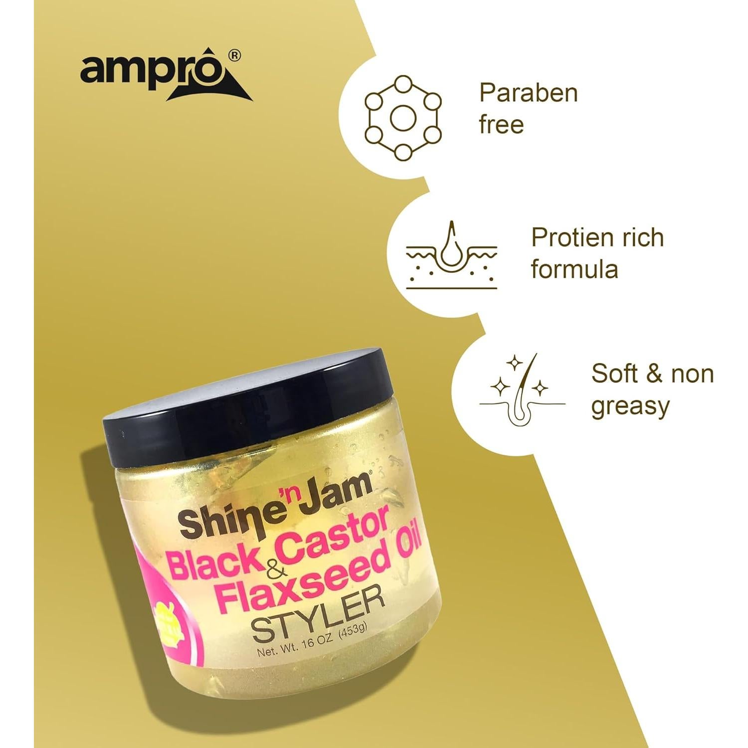 Gel de Aceite de Ricino y Semilla de Lino Ampro 454 g - Brillo y Nutrición