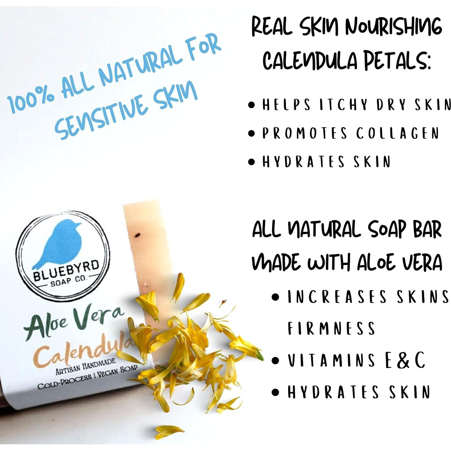 Jabón Natural de Caléndula y Aloe Vera Bluebyrd 130g