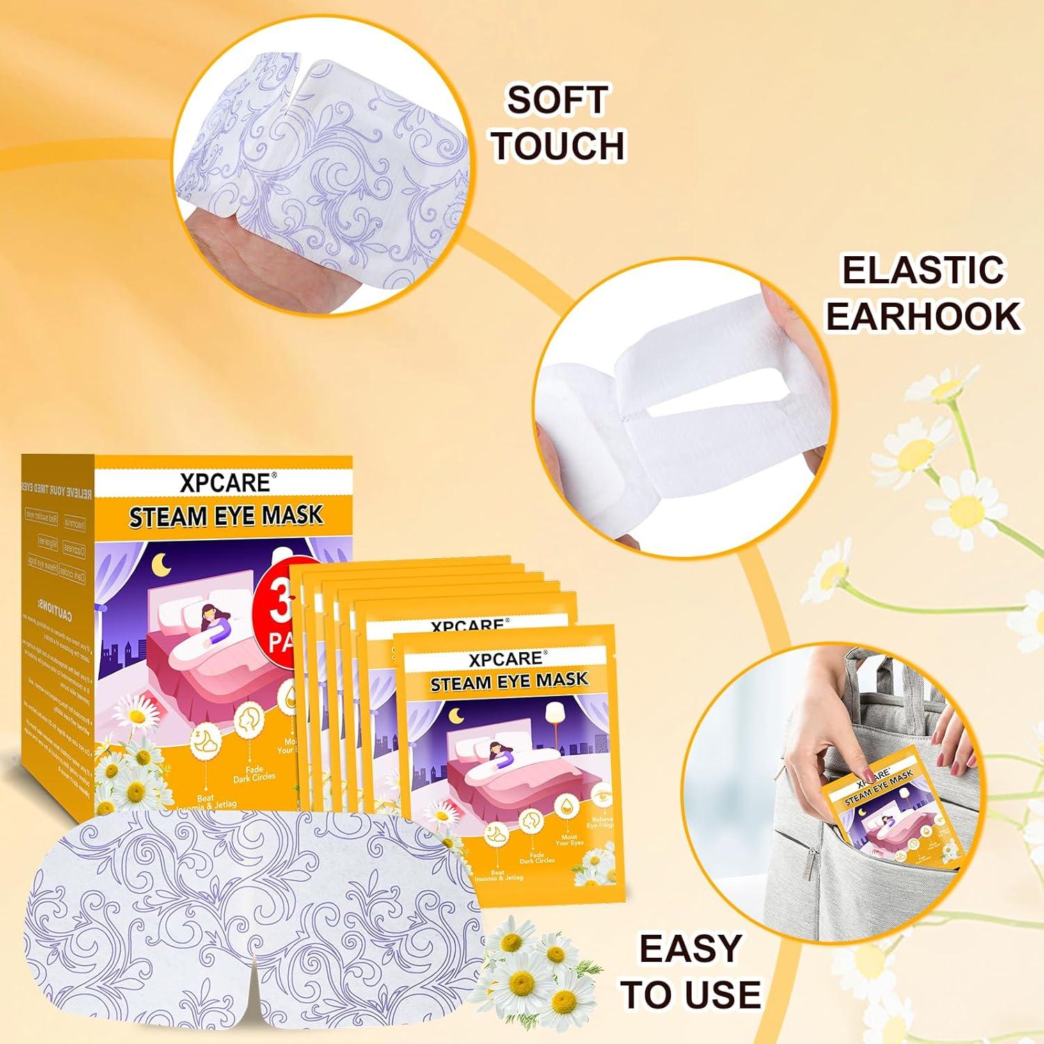 XPCARE Máscaras de Ojos de Vapor Calentadas - 32 Unidades Manzanilla