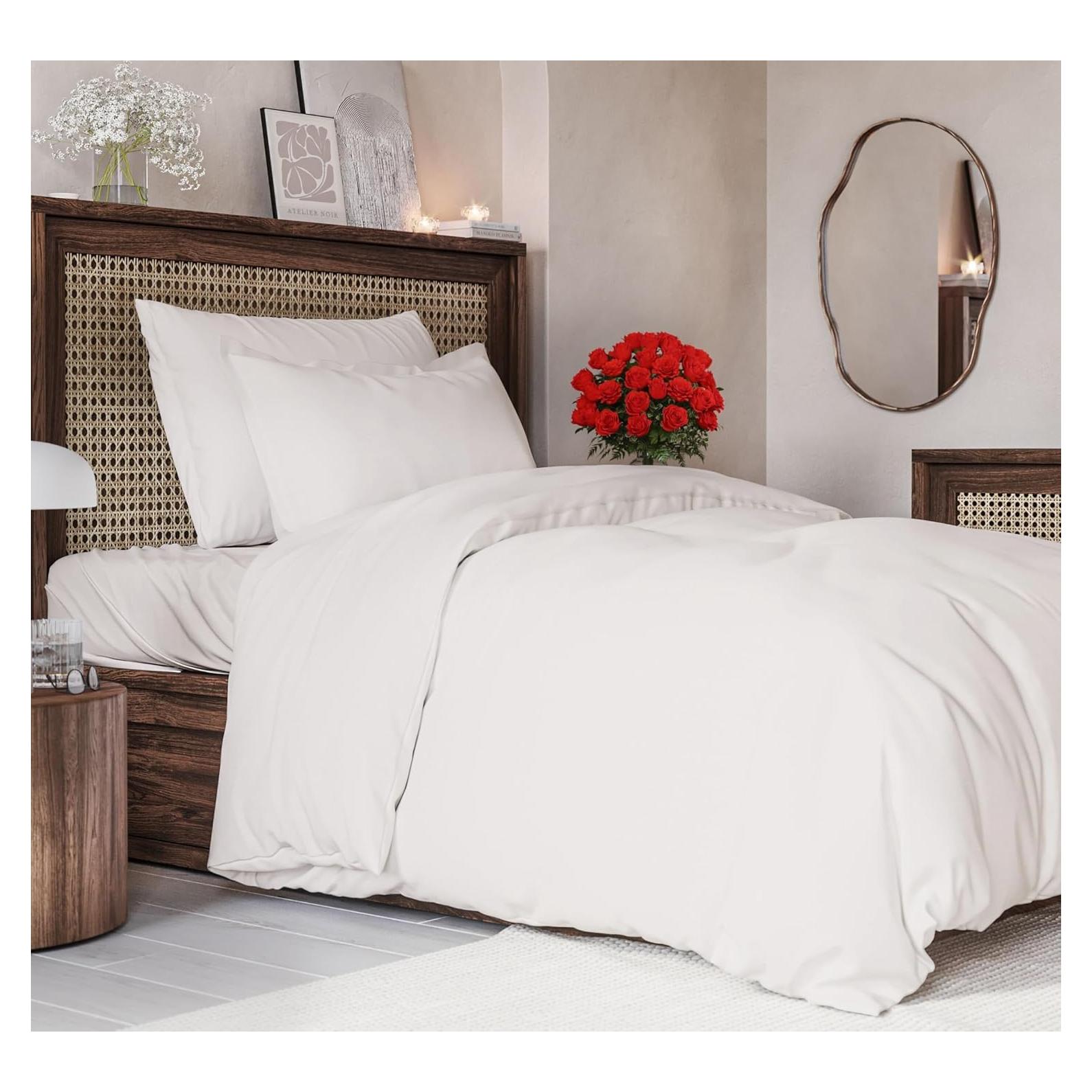 Juego de Funda de Edredón Twin CGK Unlimited Microfibra Blanco