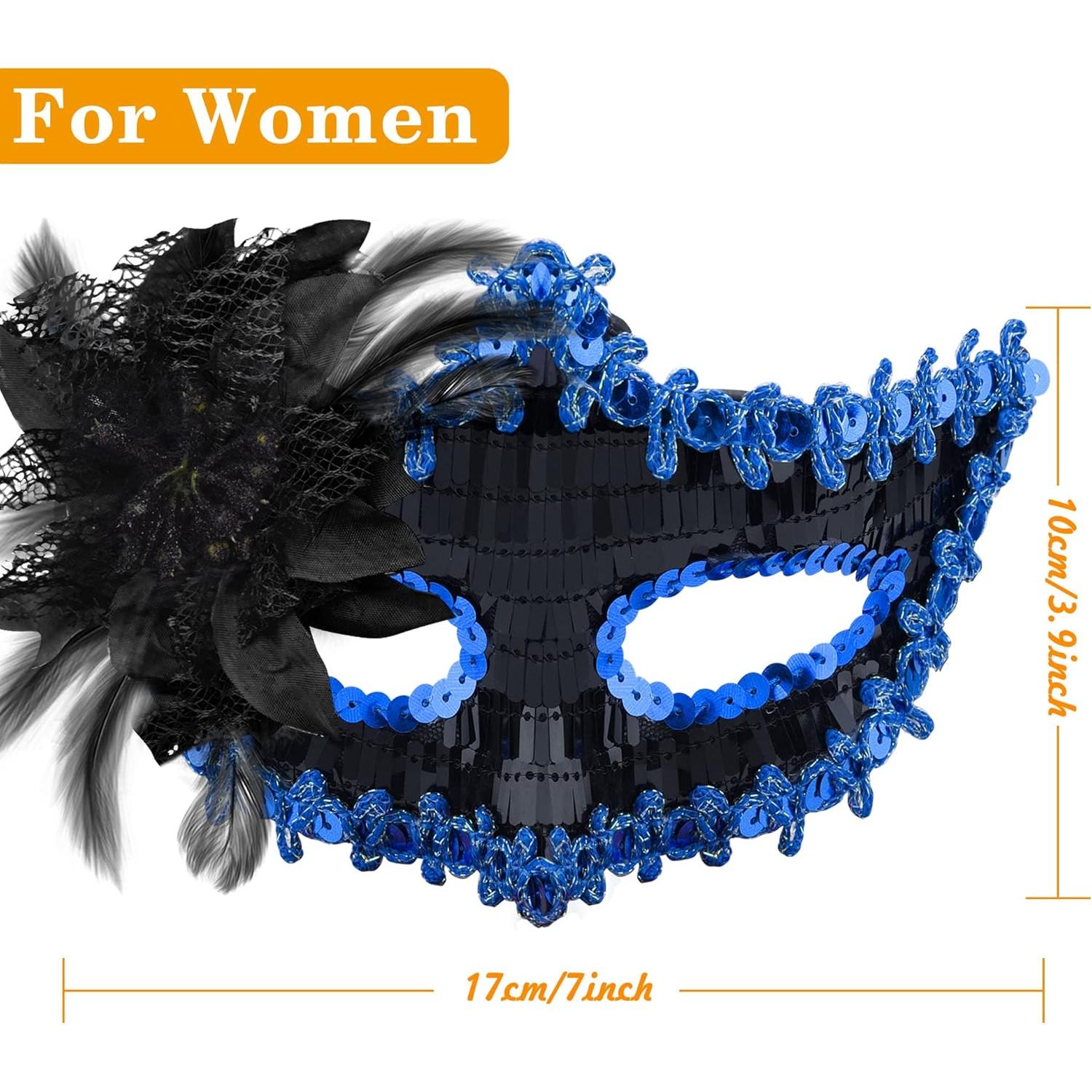 Conjunto de Máscaras de Fiesta para Parejas SIQUK - Negro y Azul