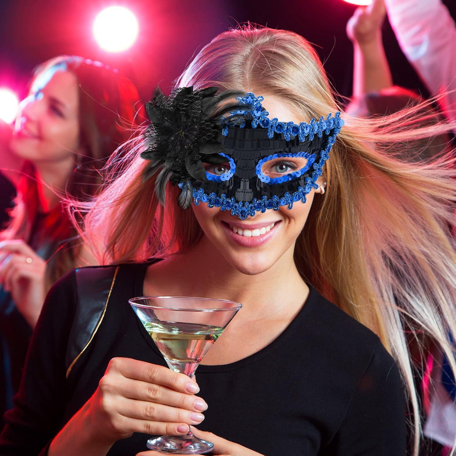 Conjunto de Máscaras de Fiesta para Parejas SIQUK - Negro y Azul