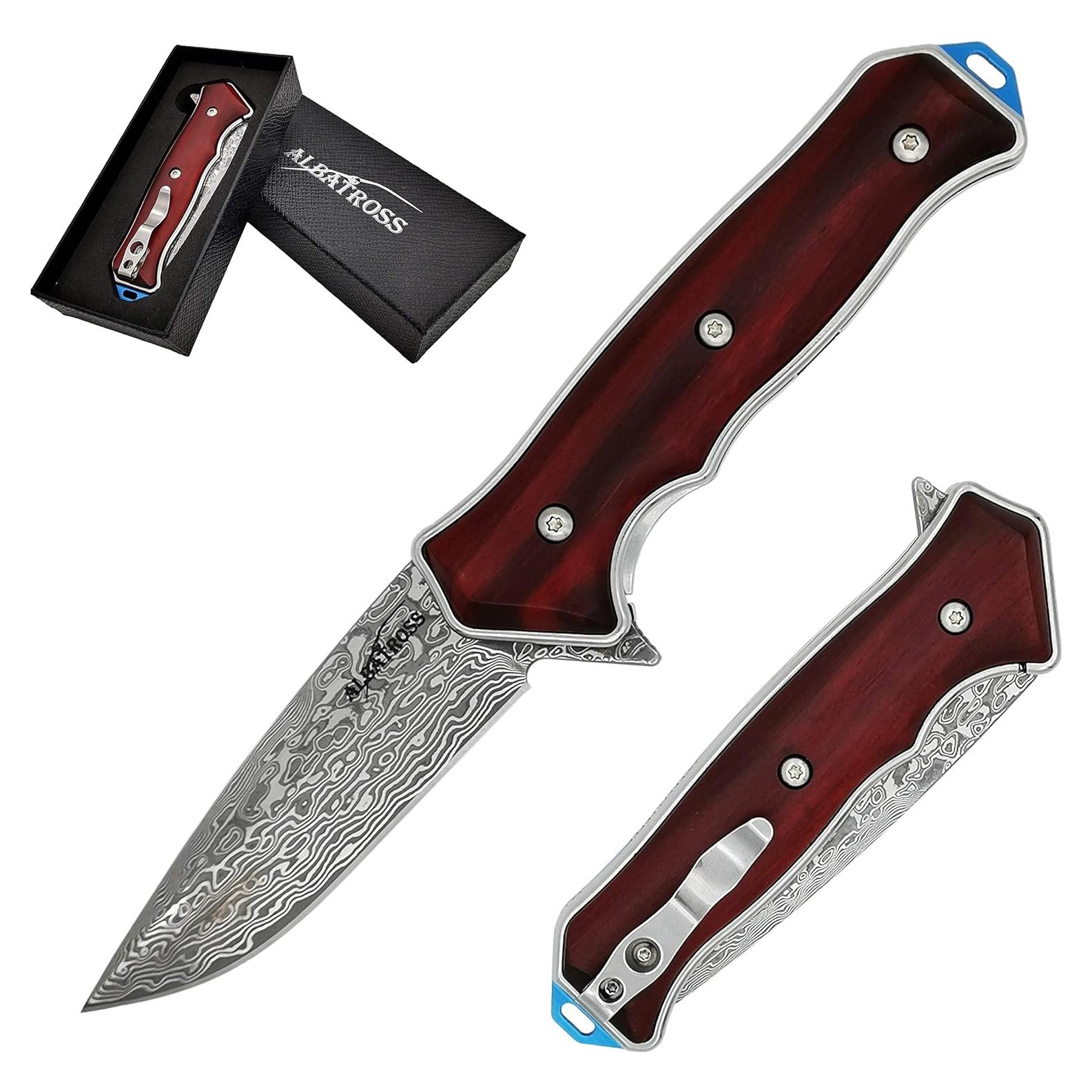 Cuchillo Plegable ALBATROSS HGDK001 Damasco 90 mm Mango Cocobolo