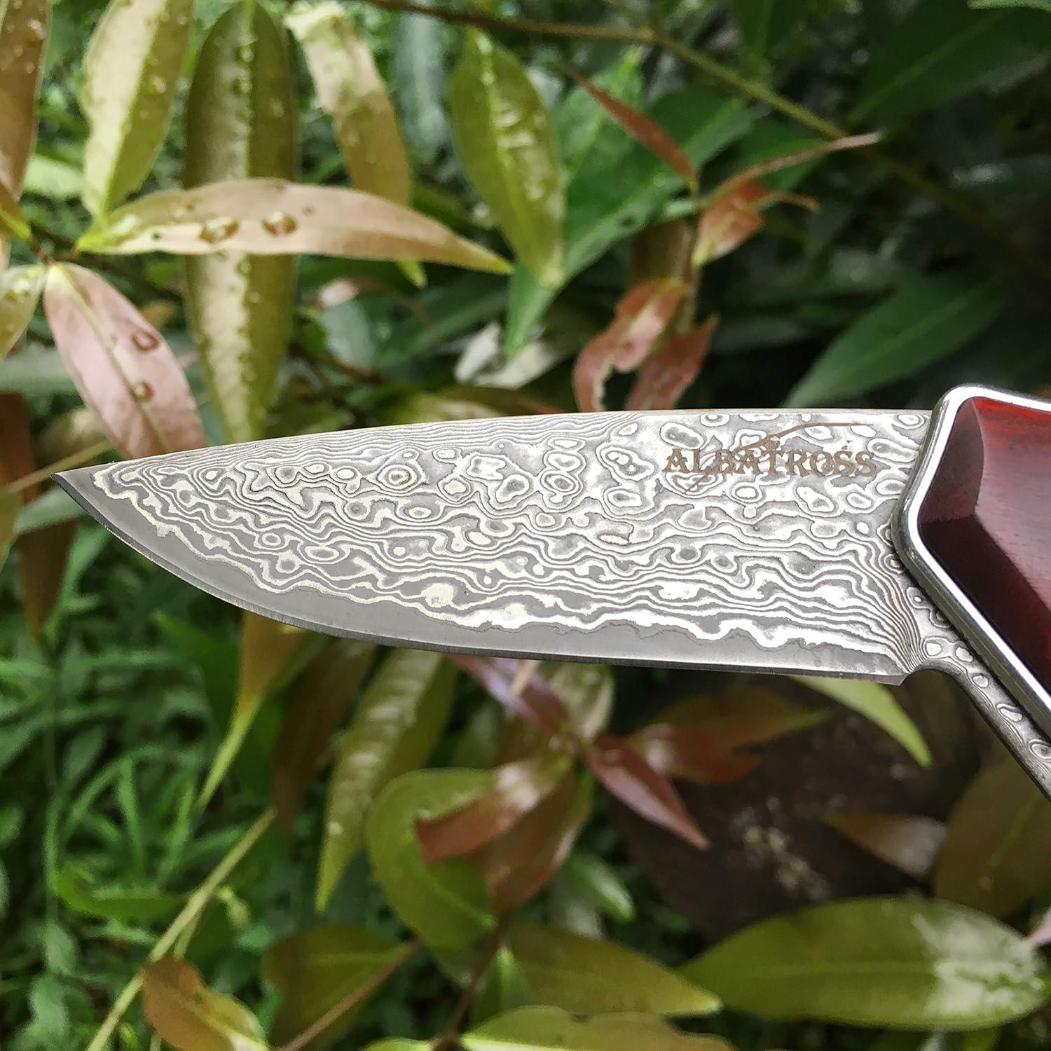 Cuchillo Plegable ALBATROSS HGDK001 Damasco 90 mm Mango Cocobolo