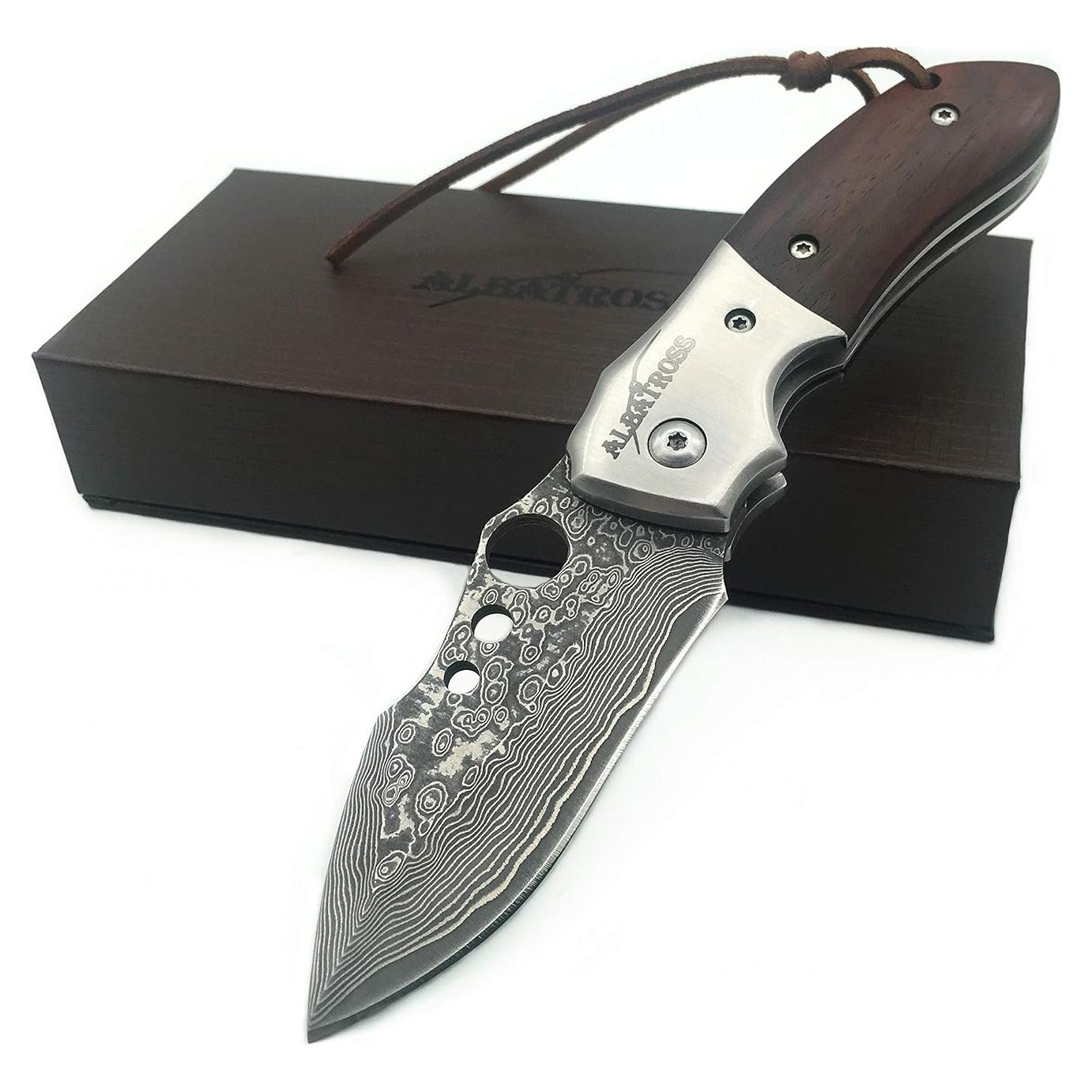 Cuchillo Plegable EDC ALBATROSS HGDK007 Acero Damasco 66mm