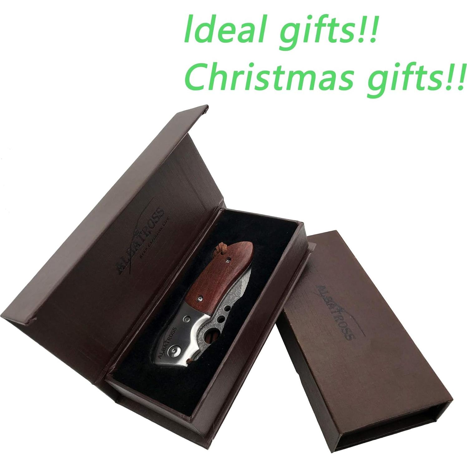 Cuchillo Plegable EDC ALBATROSS HGDK007 Acero Damasco 66mm