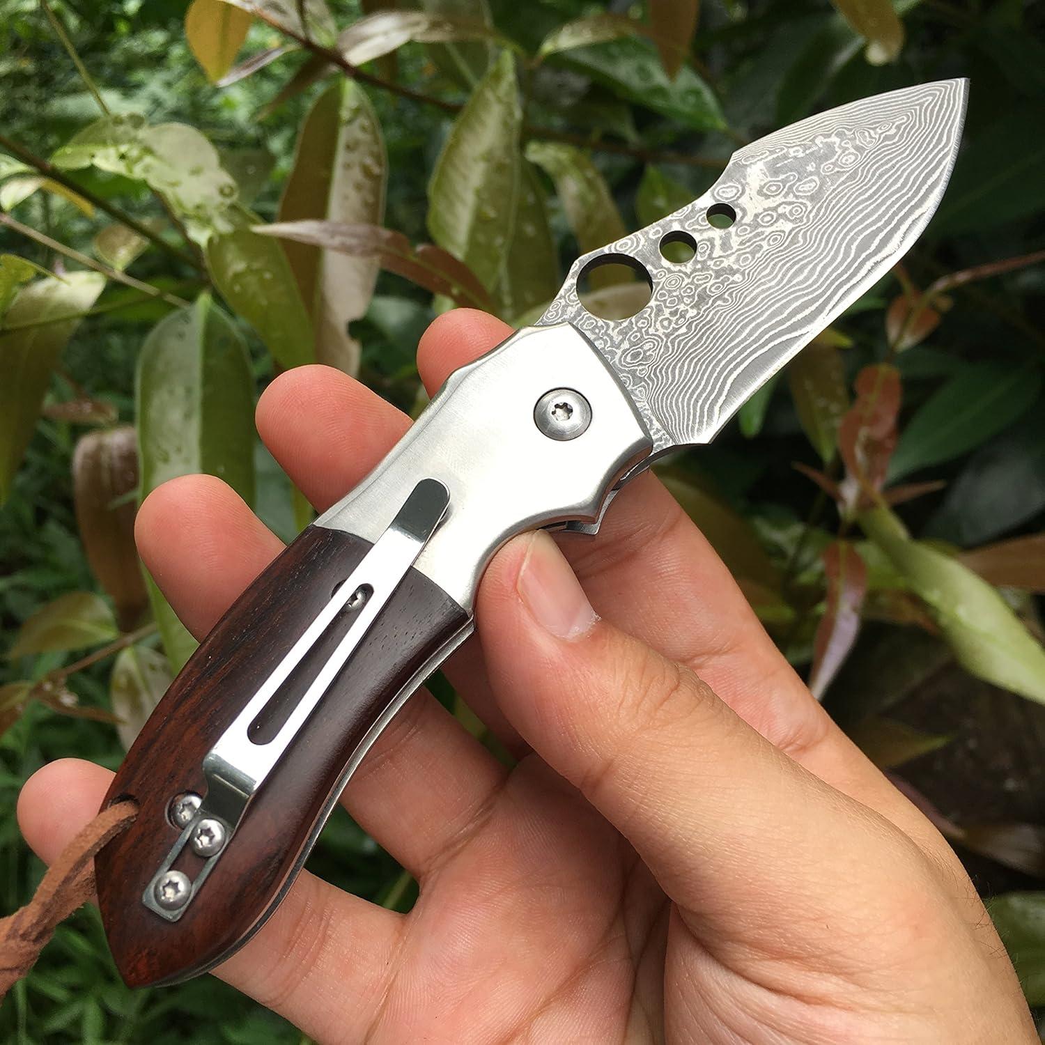 Cuchillo Plegable EDC ALBATROSS HGDK007 Acero Damasco 66mm