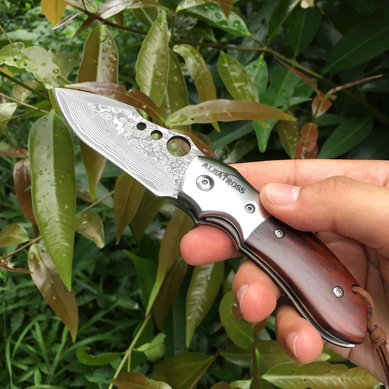 Cuchillo Plegable EDC ALBATROSS HGDK007 Acero Damasco 66mm