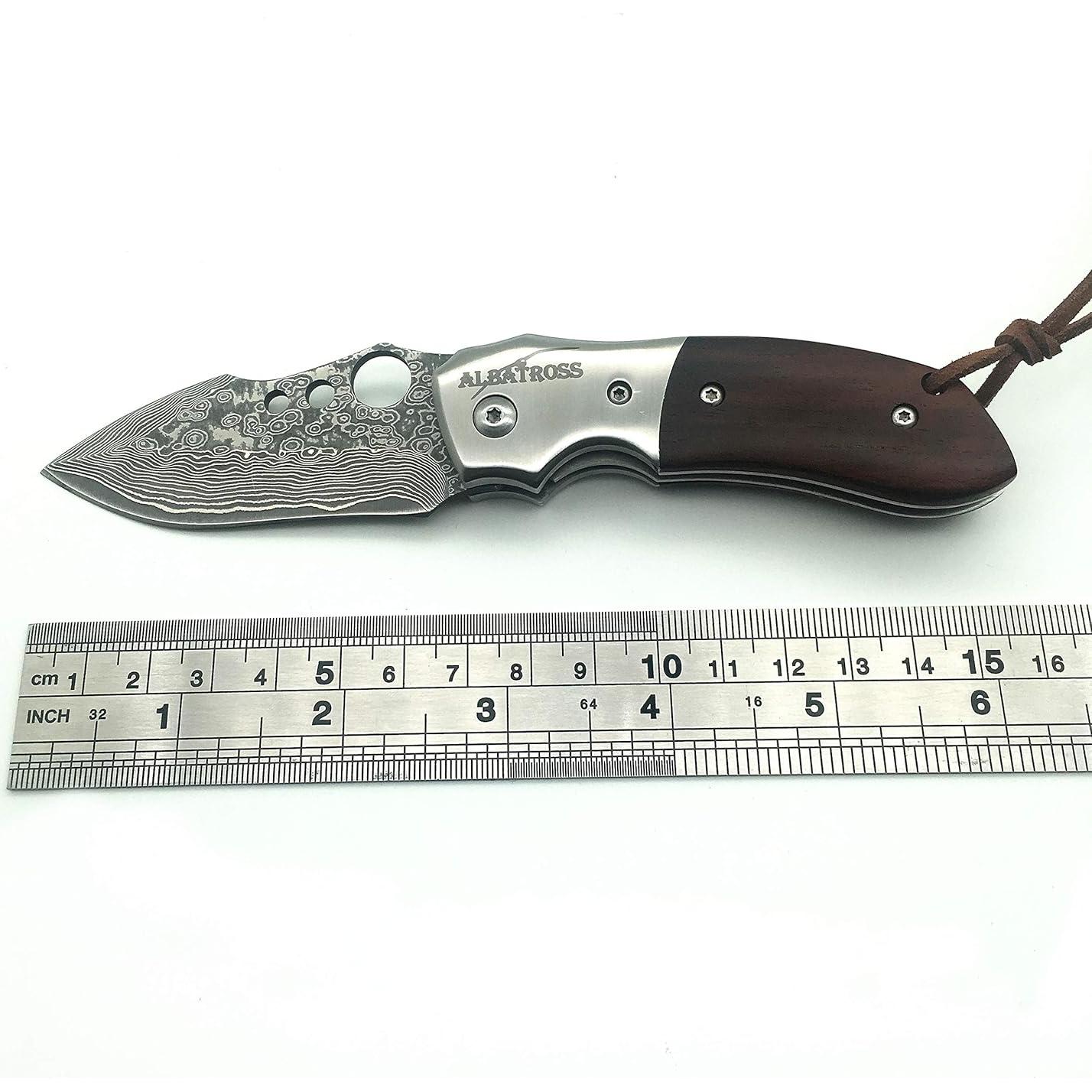 Cuchillo Plegable EDC ALBATROSS HGDK007 Acero Damasco 66mm