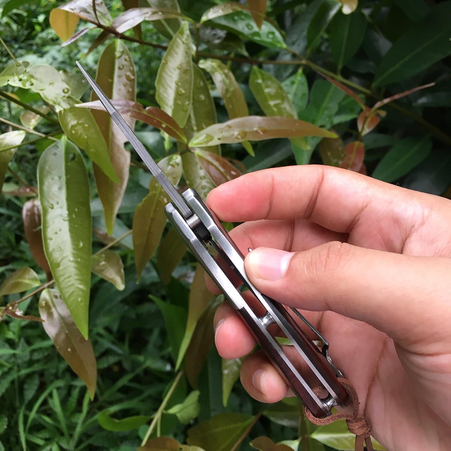 Cuchillo Plegable EDC ALBATROSS HGDK007 Acero Damasco 66mm