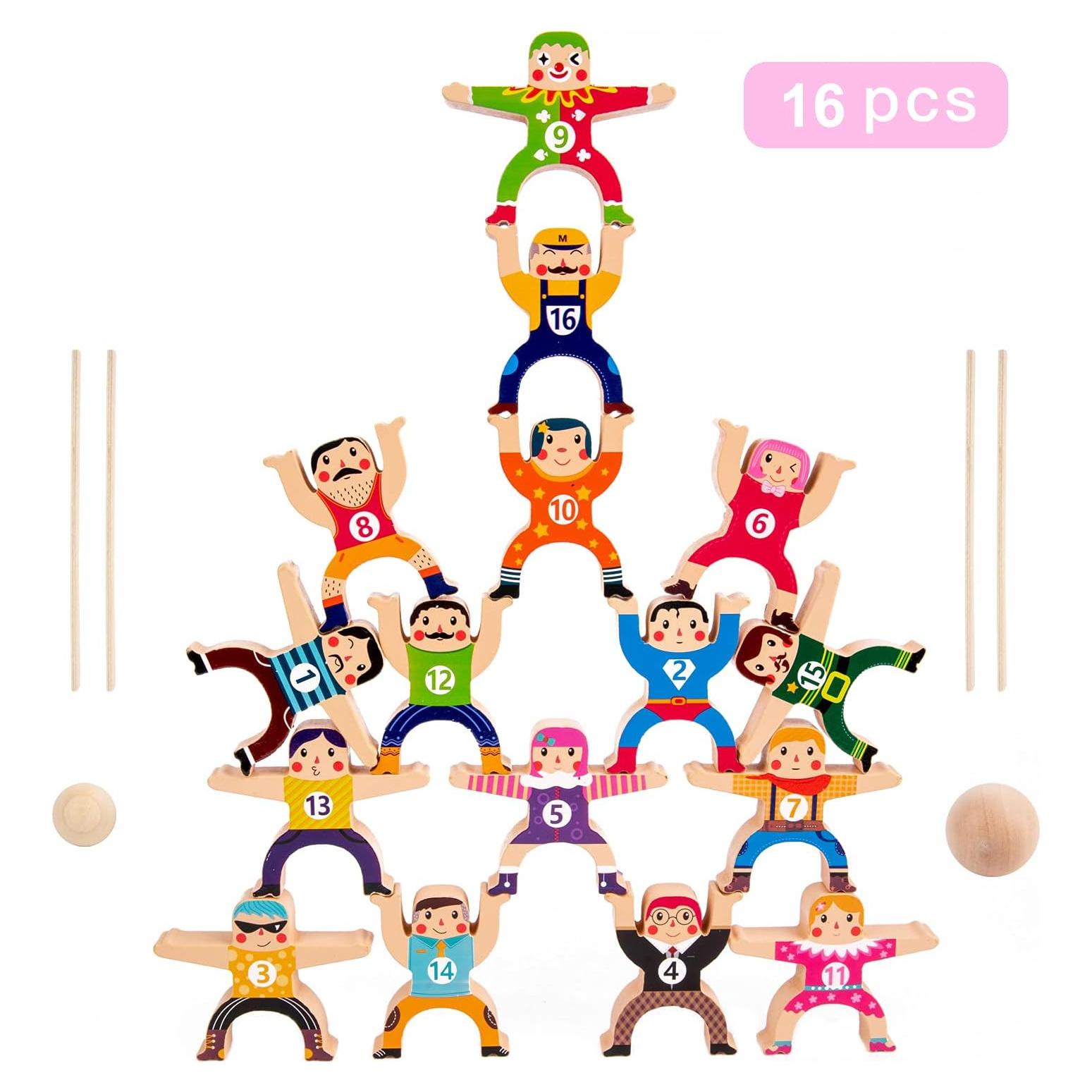 Juguete Apilable de Madera Circo HÉRCULES 16 Piezas