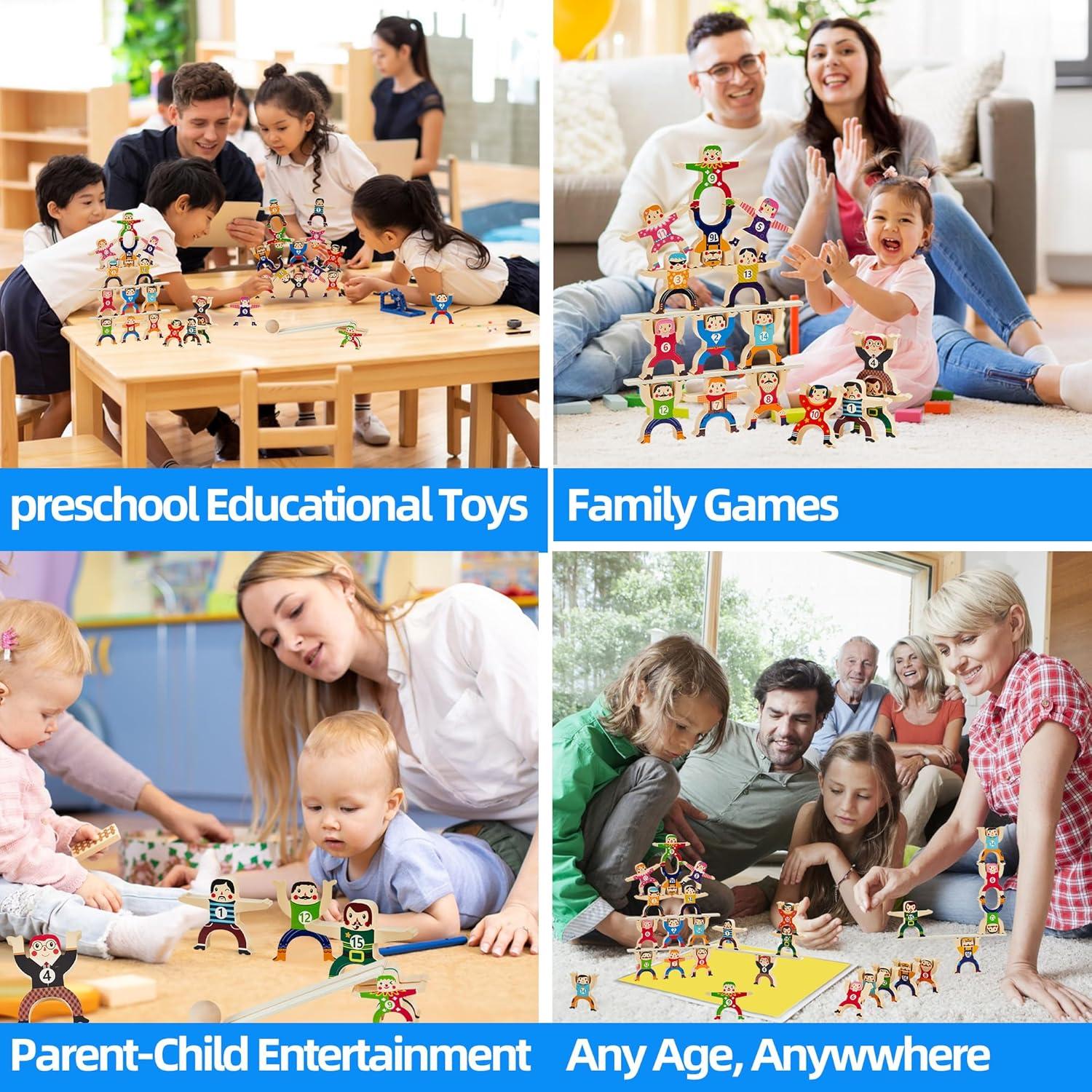 Juguete Apilable de Madera Circo HÉRCULES 16 Piezas