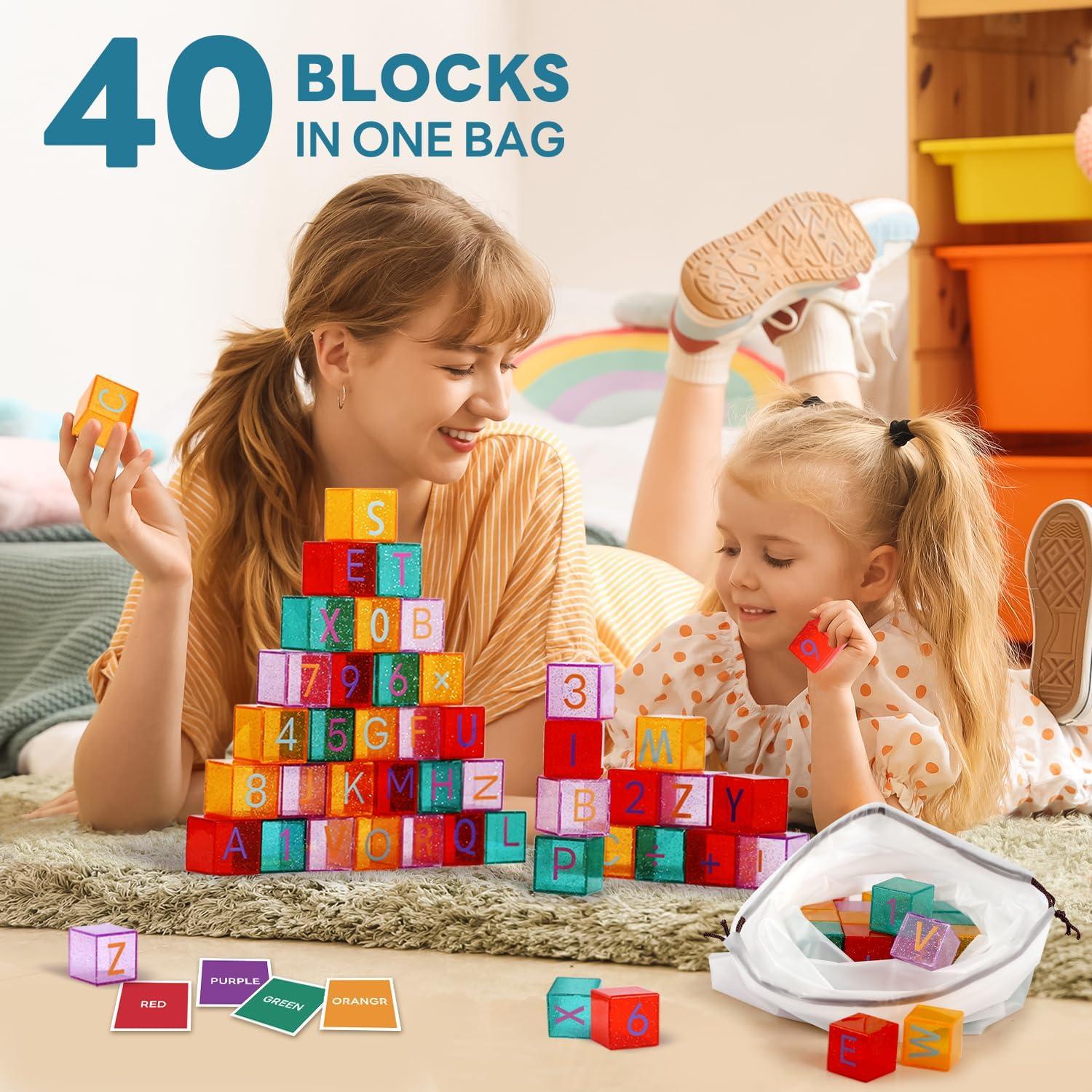 Bloques de Construcción HOPANDOS 40 Piezas Educativos 1.3"