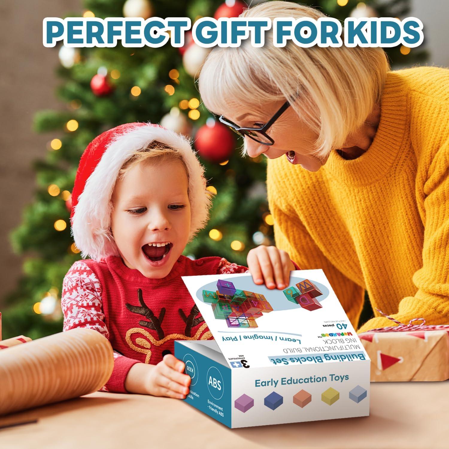 Bloques de Construcción HOPANDOS 40 Piezas Educativos 1.3"