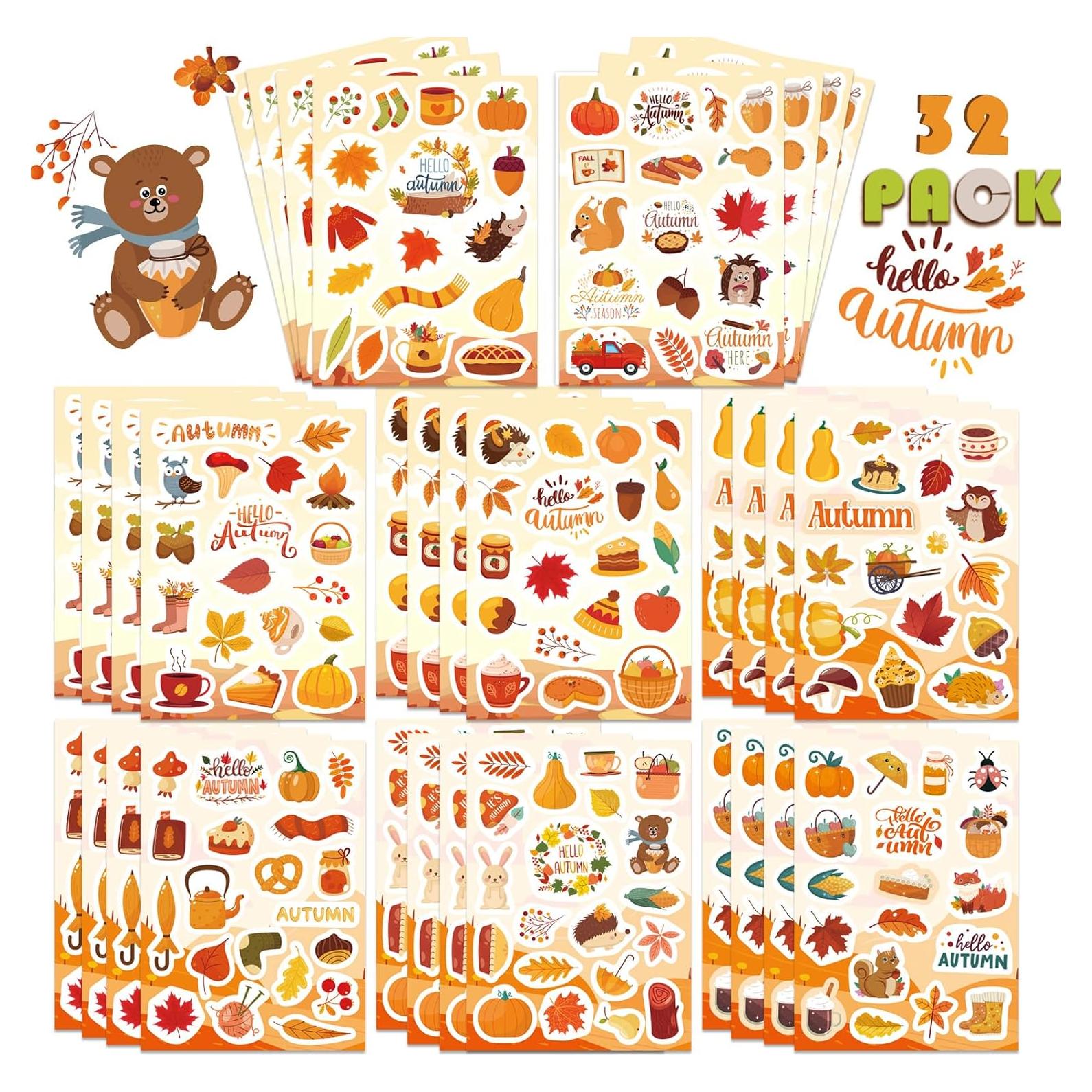 Juego de Stickers de Otoño Jovial & Joyful - 32 Hojas Decorativas