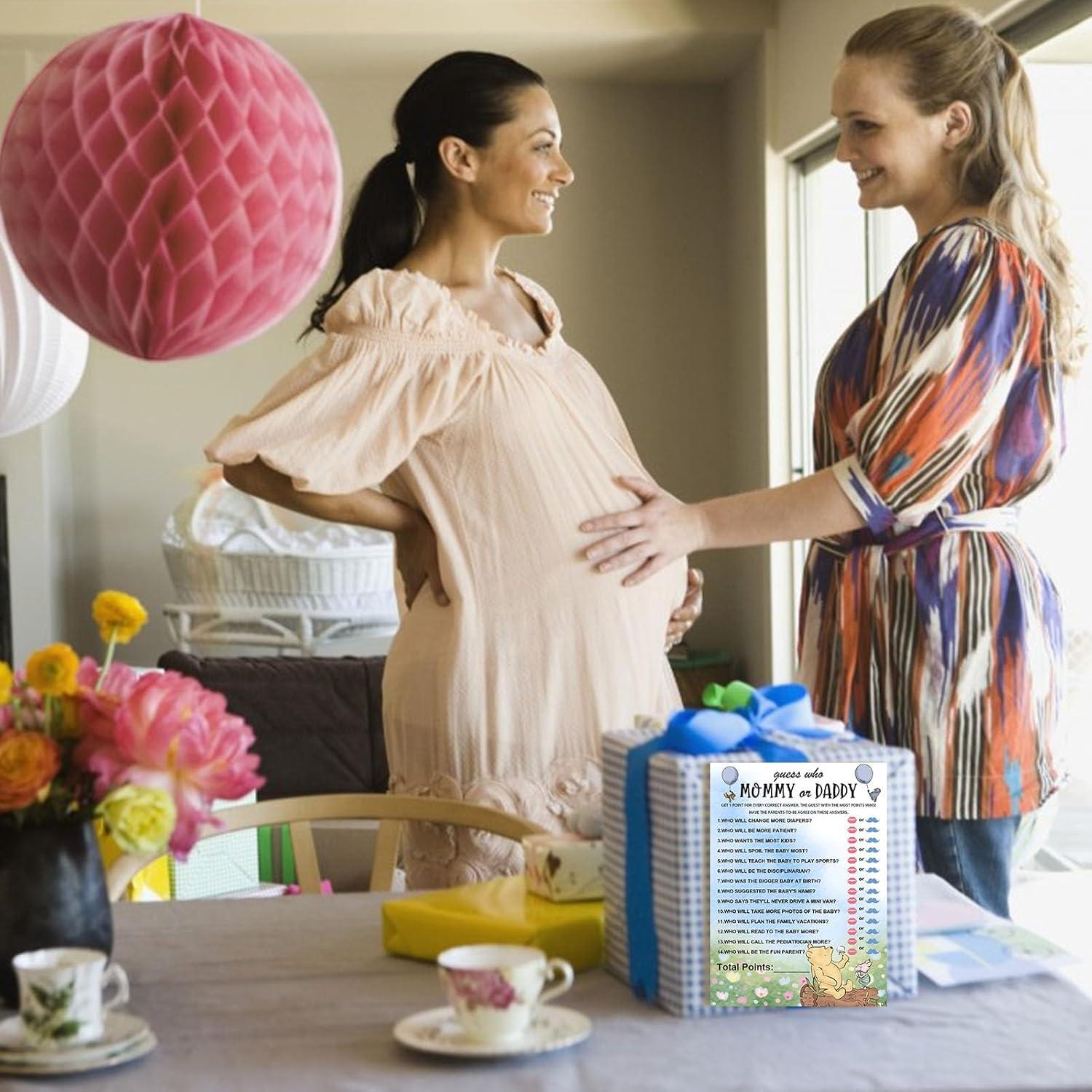 30 Tarjetas de Juegos de Baby Shower Winnie - Adivina Quién es Mamá o Papá