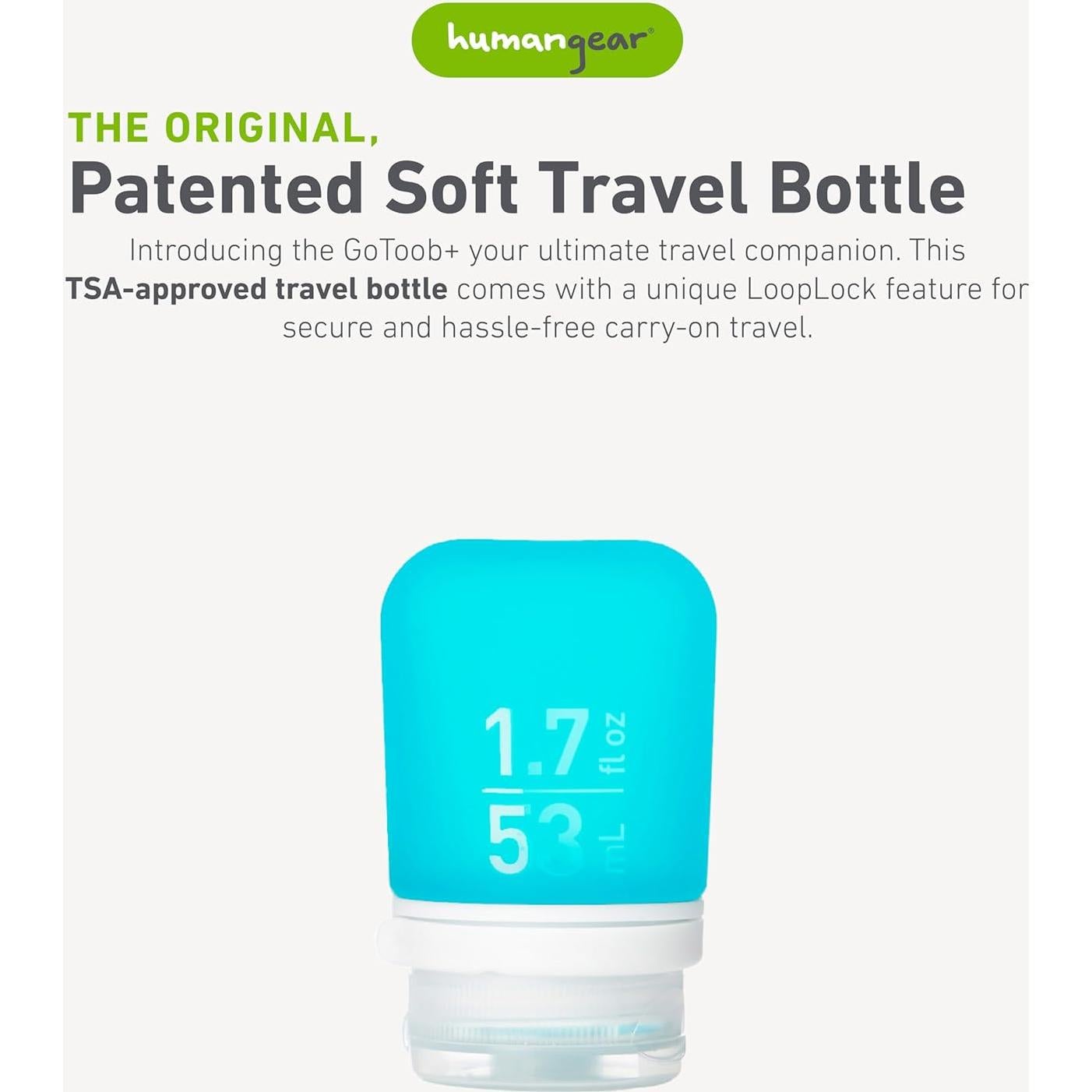 Botella de Viaje Silicona Reutilizable humangear GoToob+ 53ml Aqua