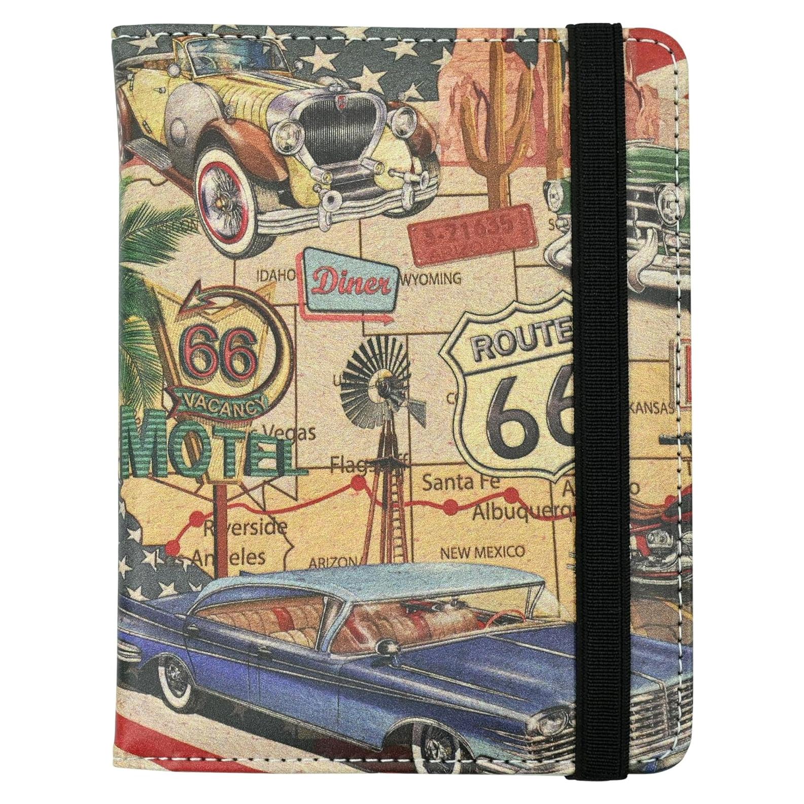 Portapasaportes Unisex Bassyil Cuero PU Ruta 66 Vintage