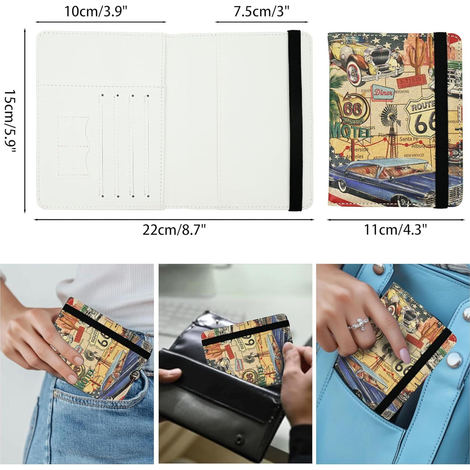 Portapasaportes Unisex Bassyil Cuero PU Ruta 66 Vintage