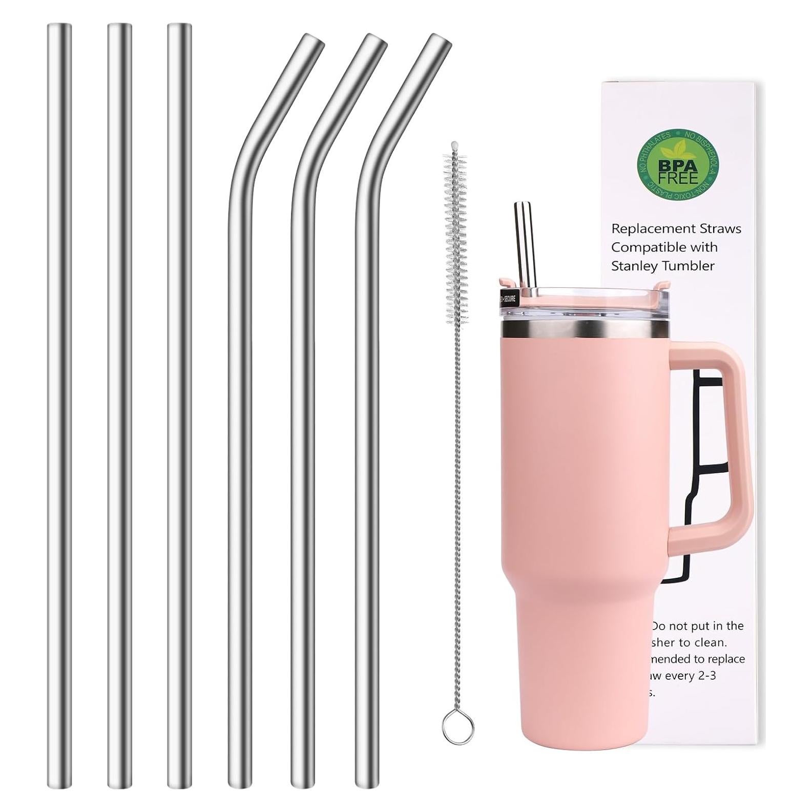 Popotes de Metal AIERSA 12" Reutilizables para Vaso Stanley 40oz