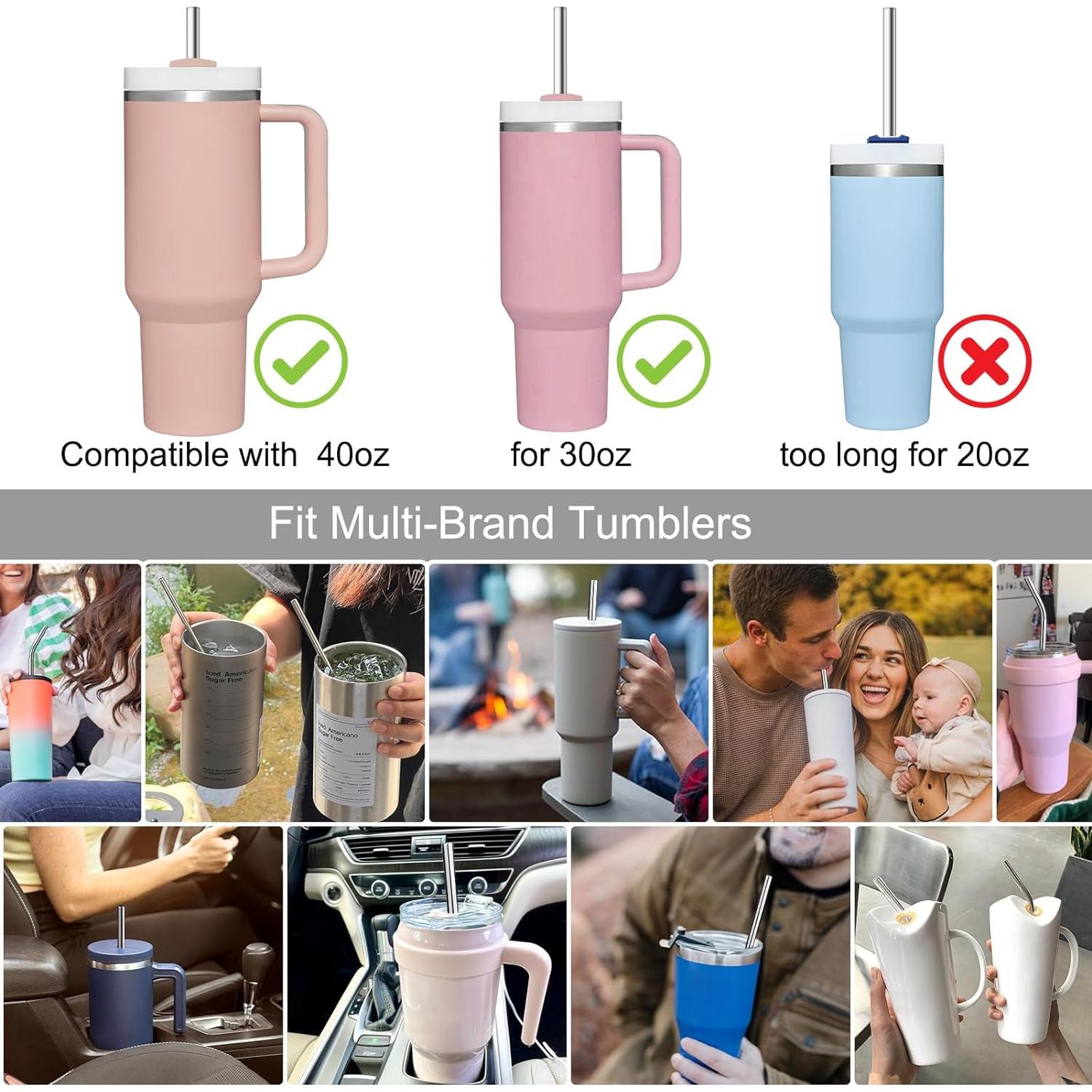 Popotes de Metal AIERSA 12" Reutilizables para Vaso Stanley 40oz